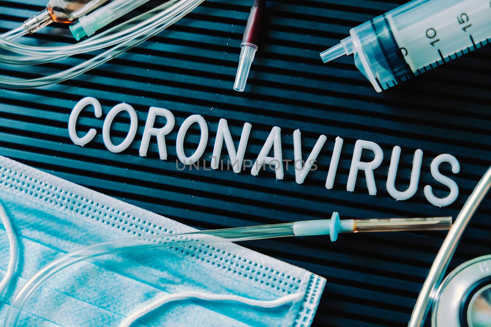 Coronavirus medical still life concept background