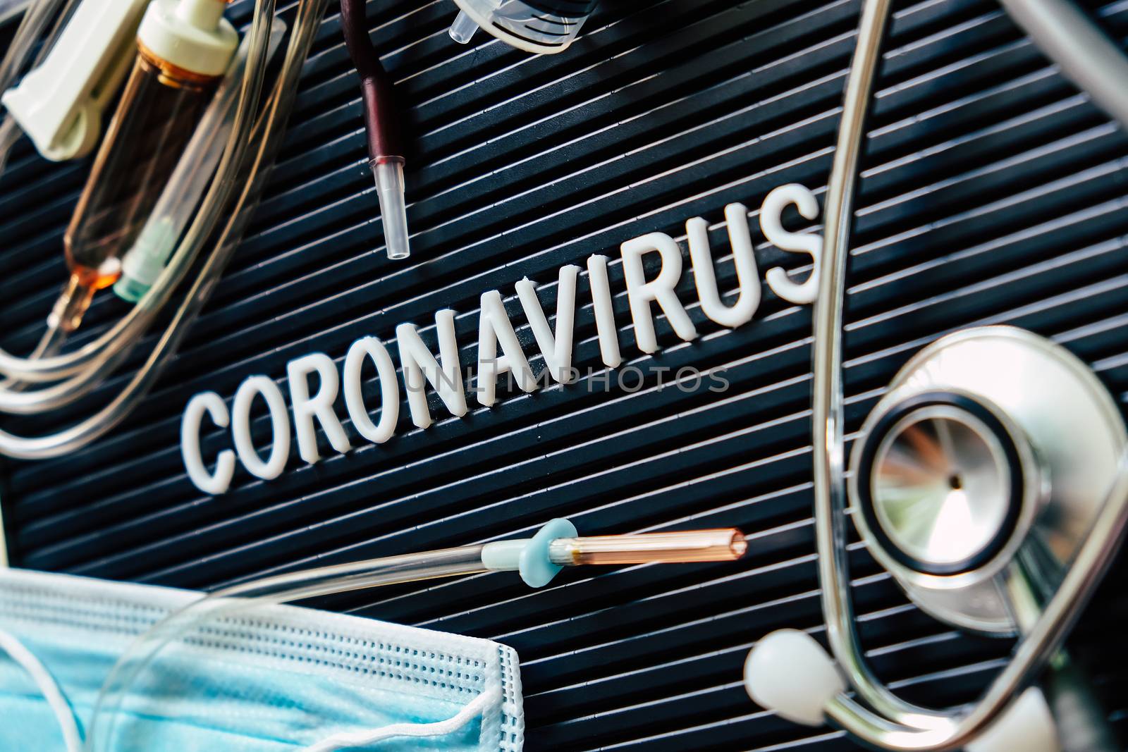 Coronavirus medical still life concept background