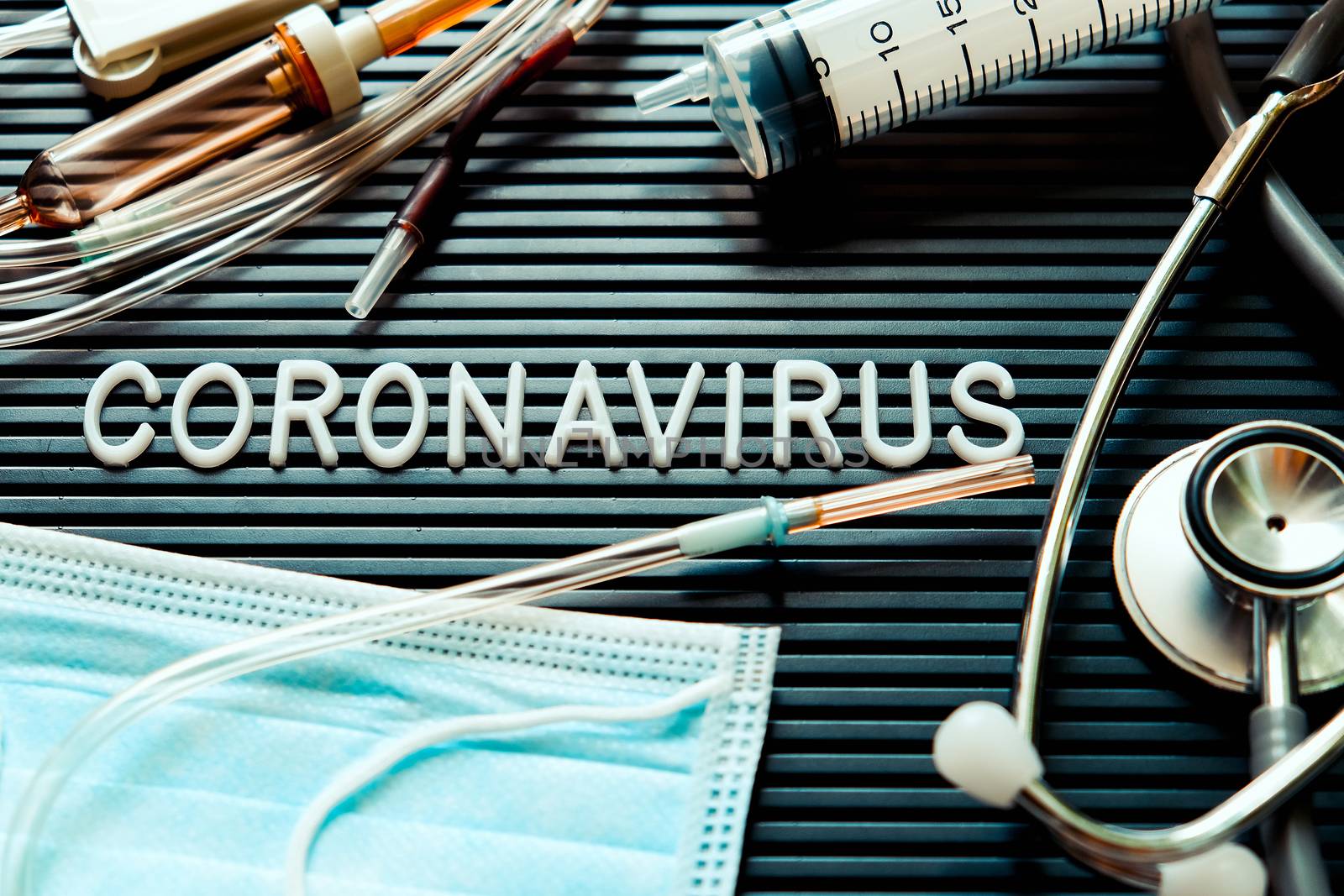 Coronavirus medical still life concept background