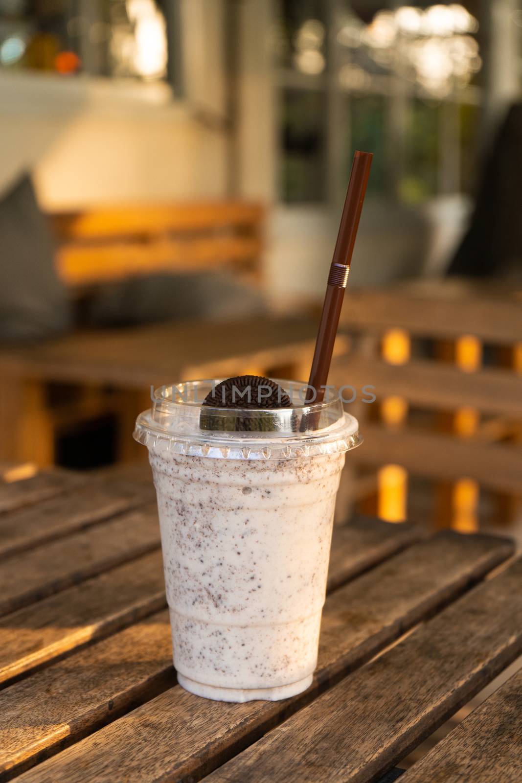 Milkshake with ice cream and oreo cookies. Cool and refreshing on a hot day by Try_my_best