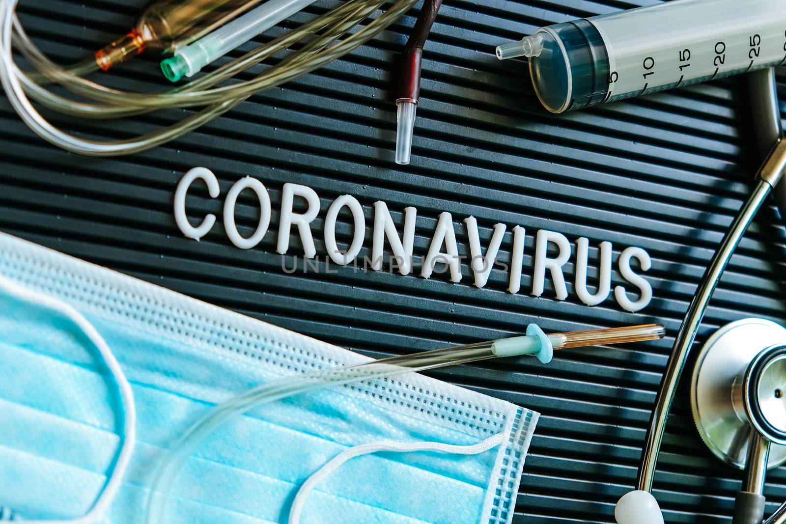 Coronavirus medical still life concept background