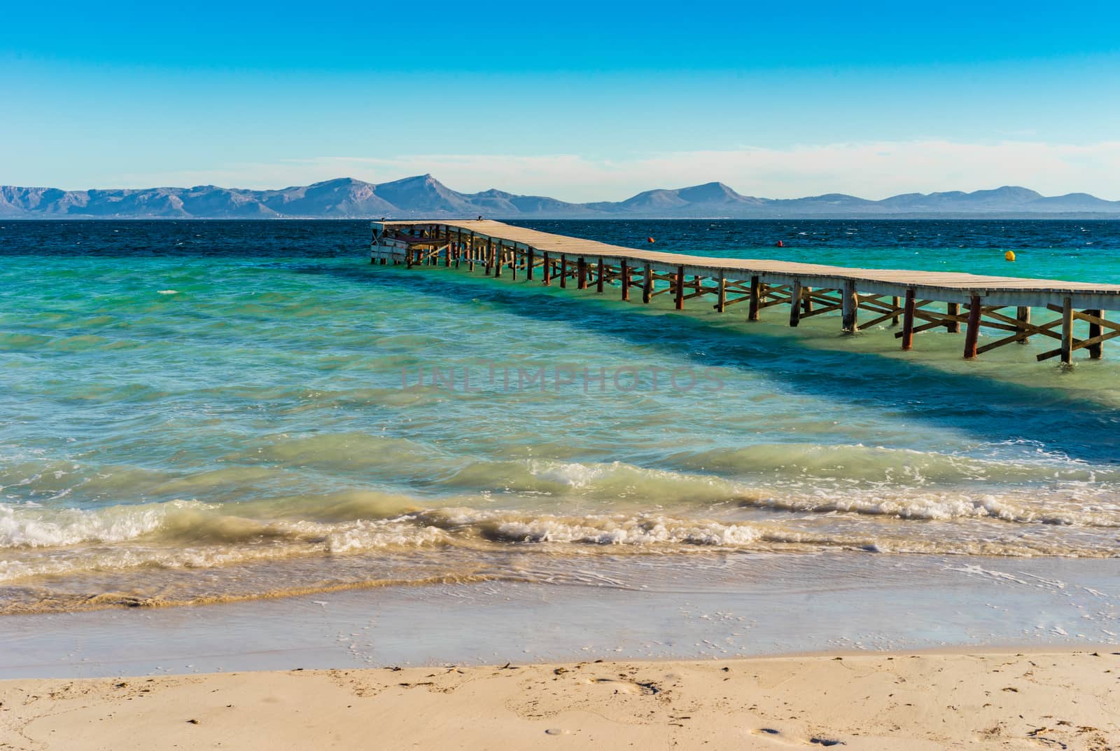 Beach at the bay of Alcudia on Mallorca island, Spain