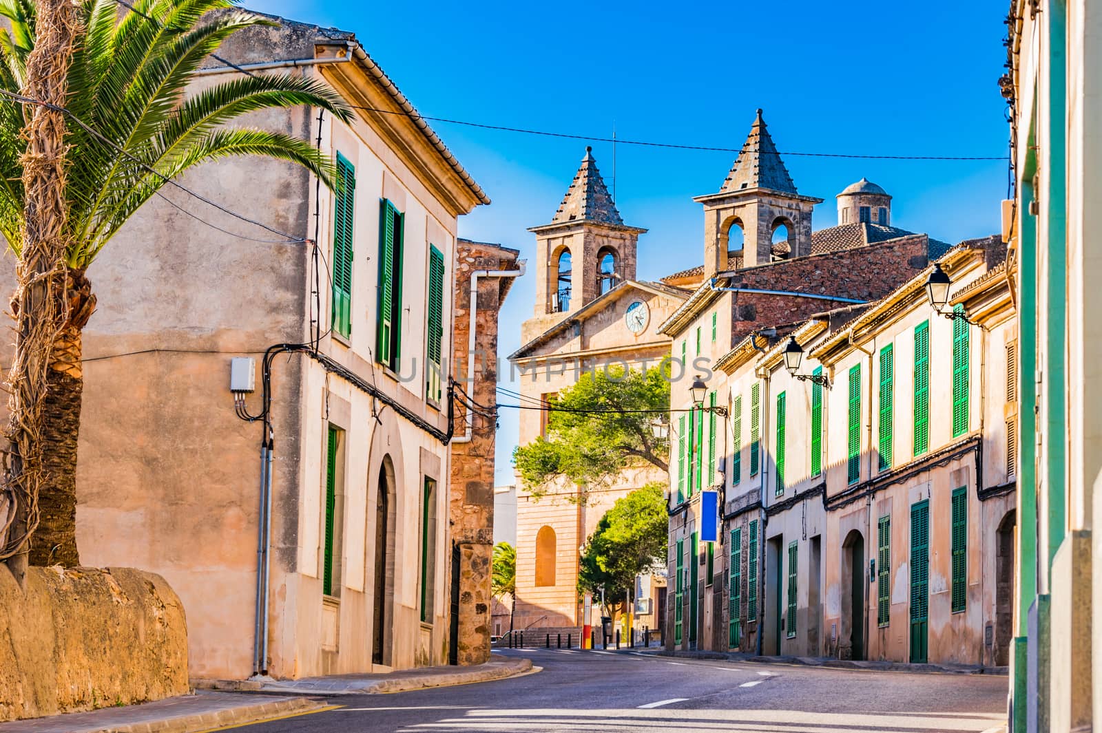 Street through the old village of Calonge on Mallorca, Spain Balearic islands