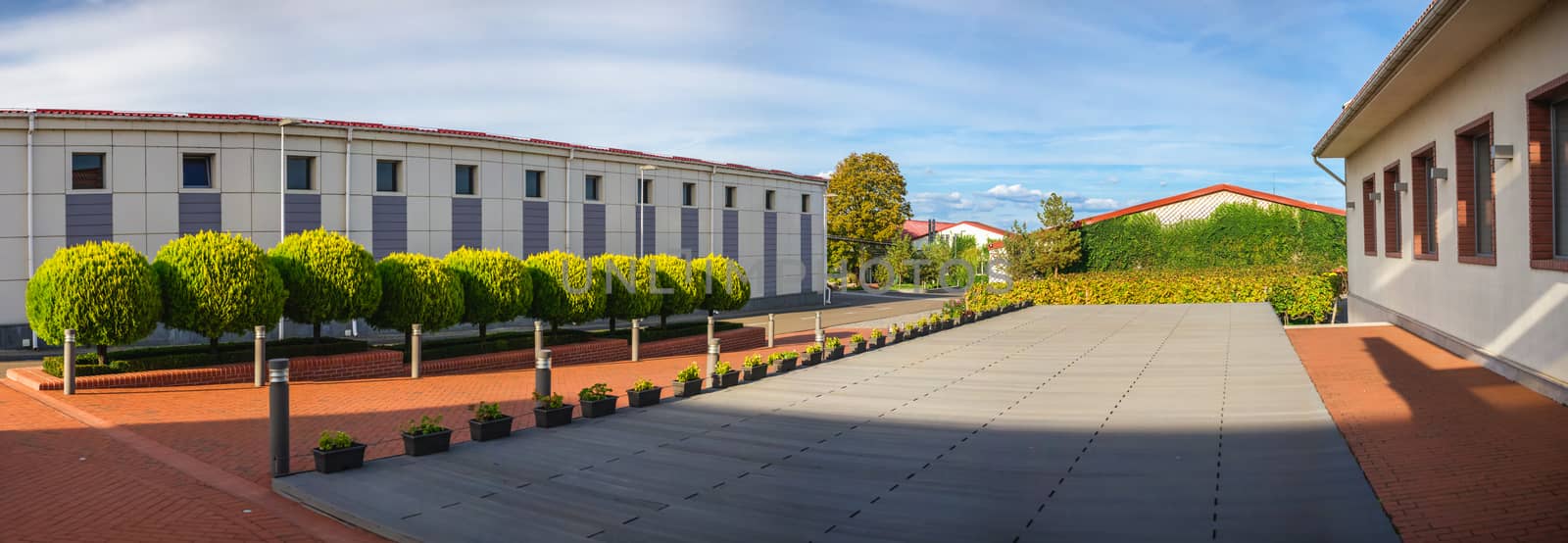 Shabo, Ukraine 09.29.2019. Modern winery in Shabo village, Odessa region, Ukraine, on a sunny autumn day