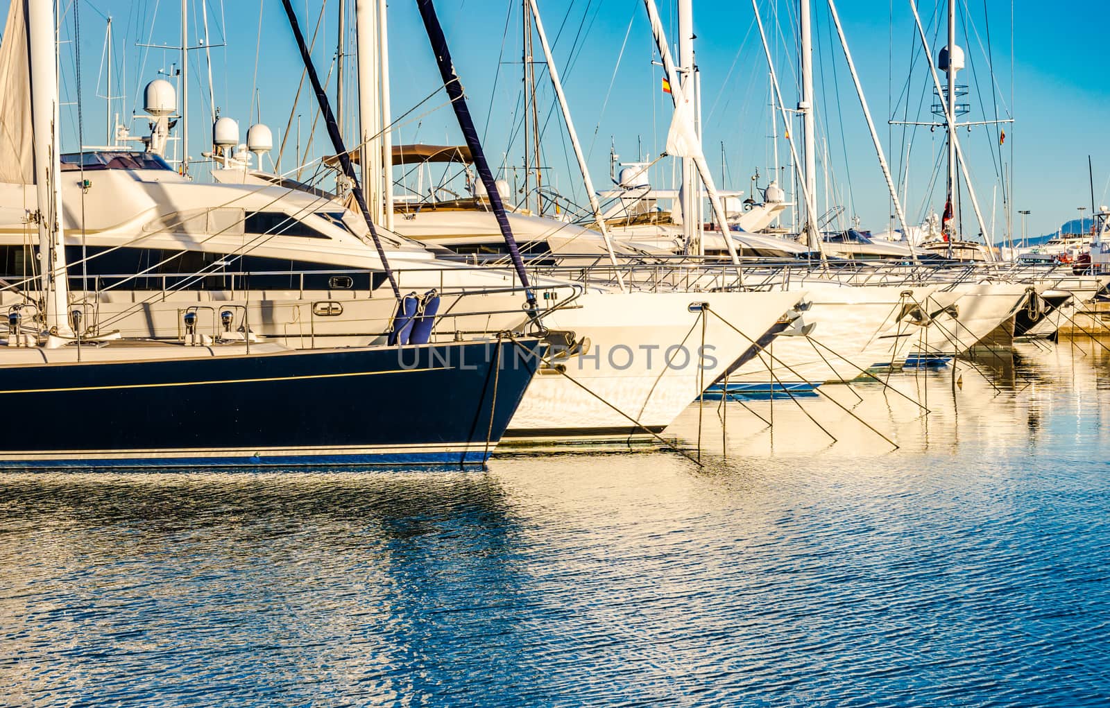 Luxury lifestyle, nautical yachts anchored in marina
