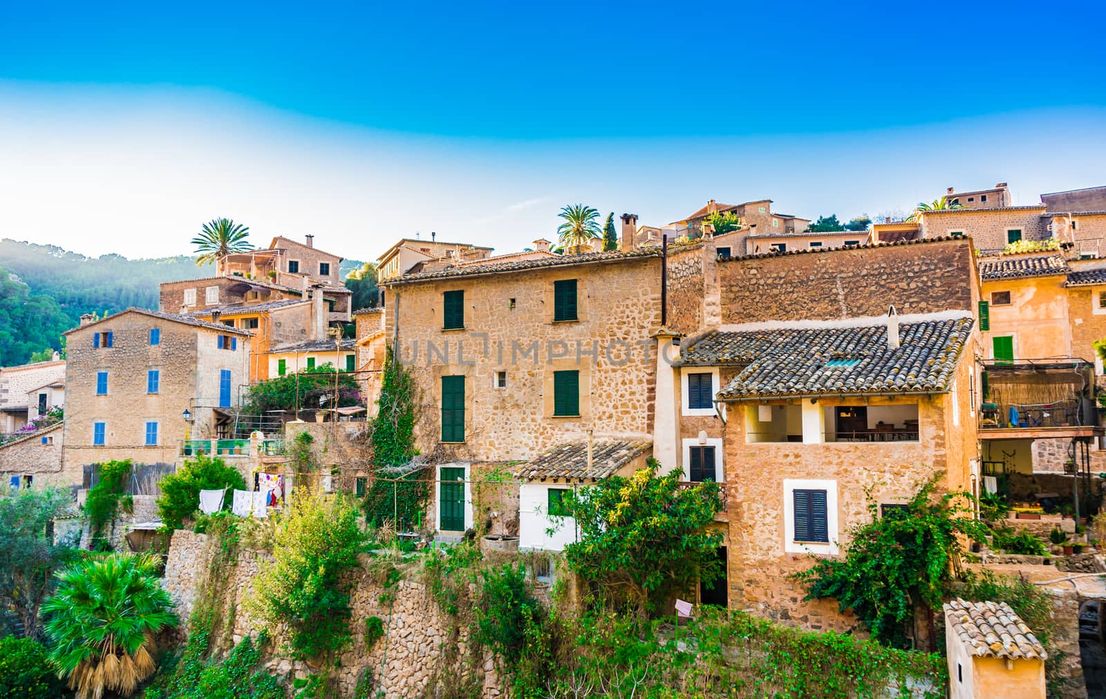Mediterranean village of Deia on Majorca, Spain Balearic islands