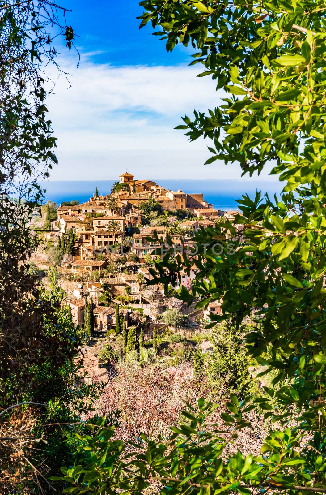 Old village Deia with beautiful landscape scenery on Majorca island, Spain