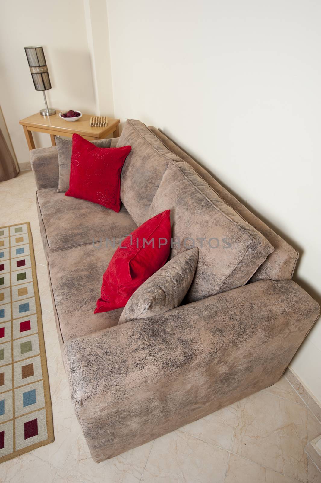 Large comfortable sofa chair in a living room interior decor image