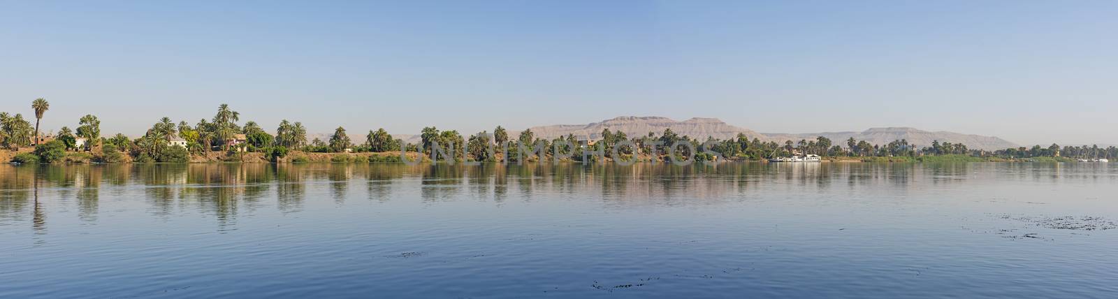 View of river nile in Egypt showing Luxor west bank by paulvinten