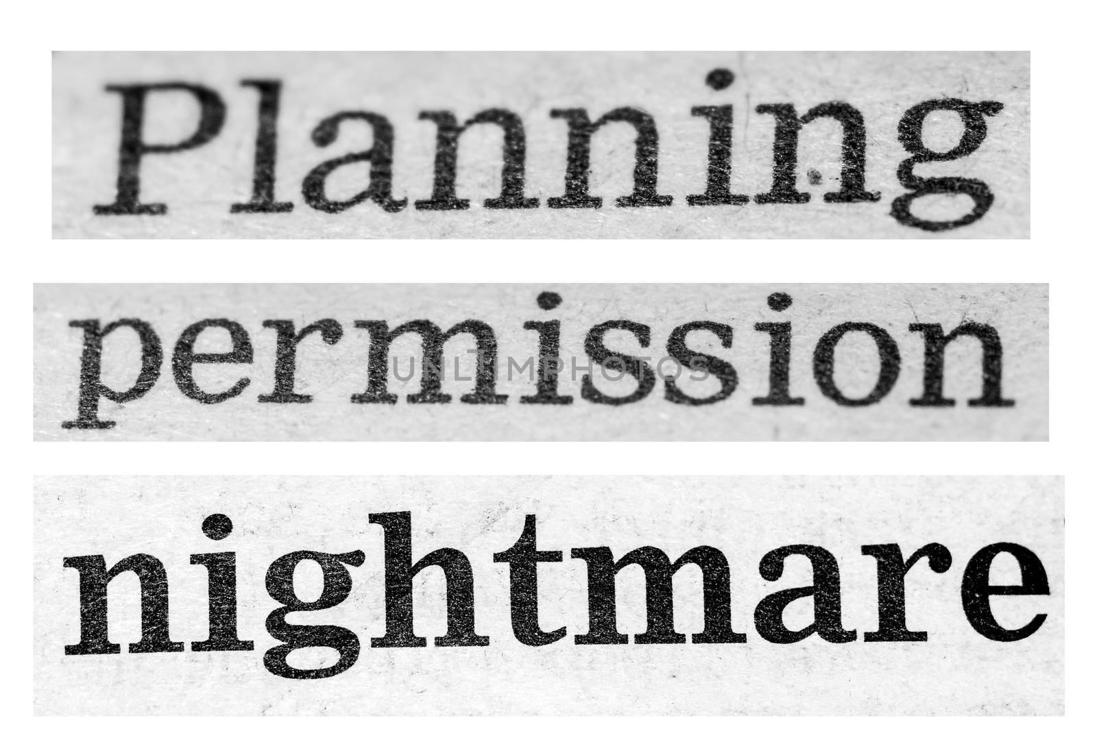 Distressed Planning Permission text on white background by paddythegolfer