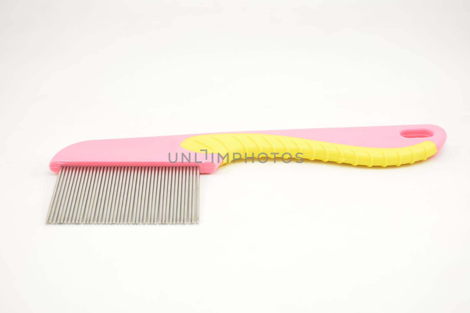 Lice comb stainless steel tooth pink and yellow handle by imwaltersy