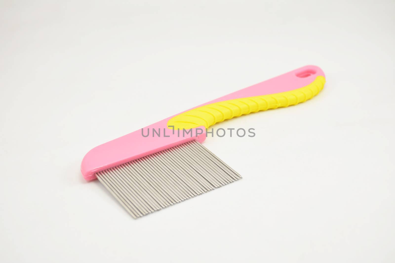 Lice comb stainless steel tooth pink and yellow handle by imwaltersy