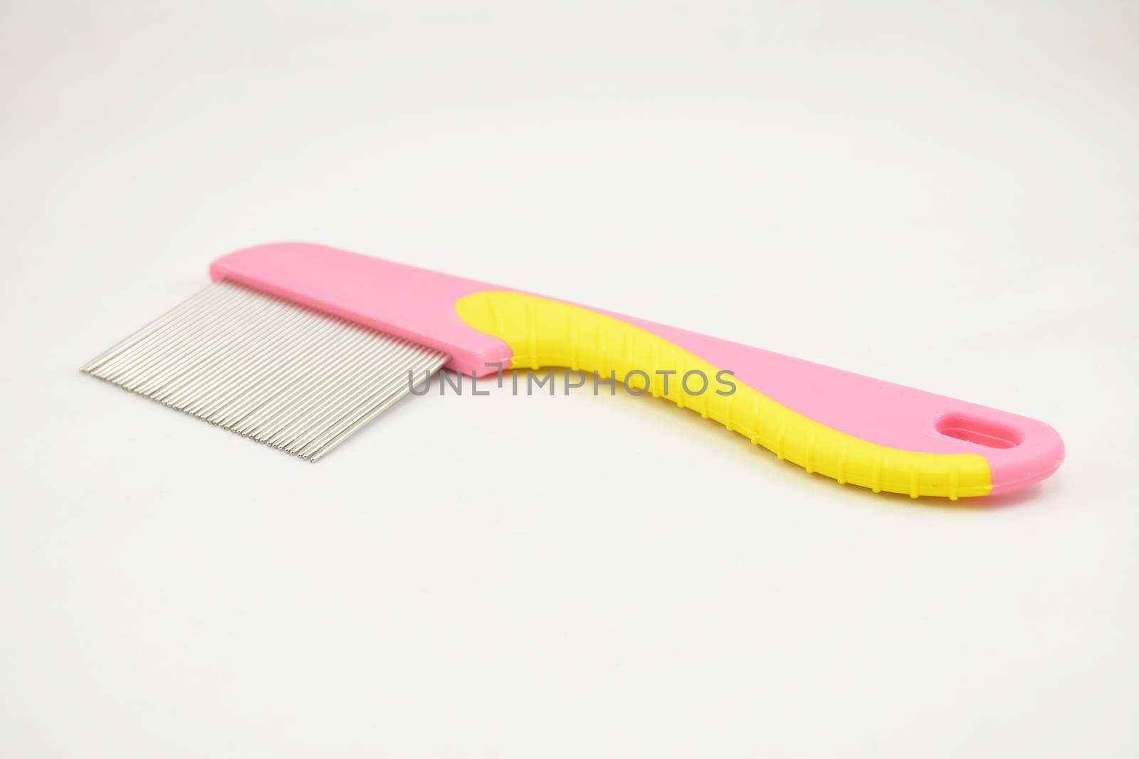 Lice comb stainless steel tooth pink and yellow handle by imwaltersy