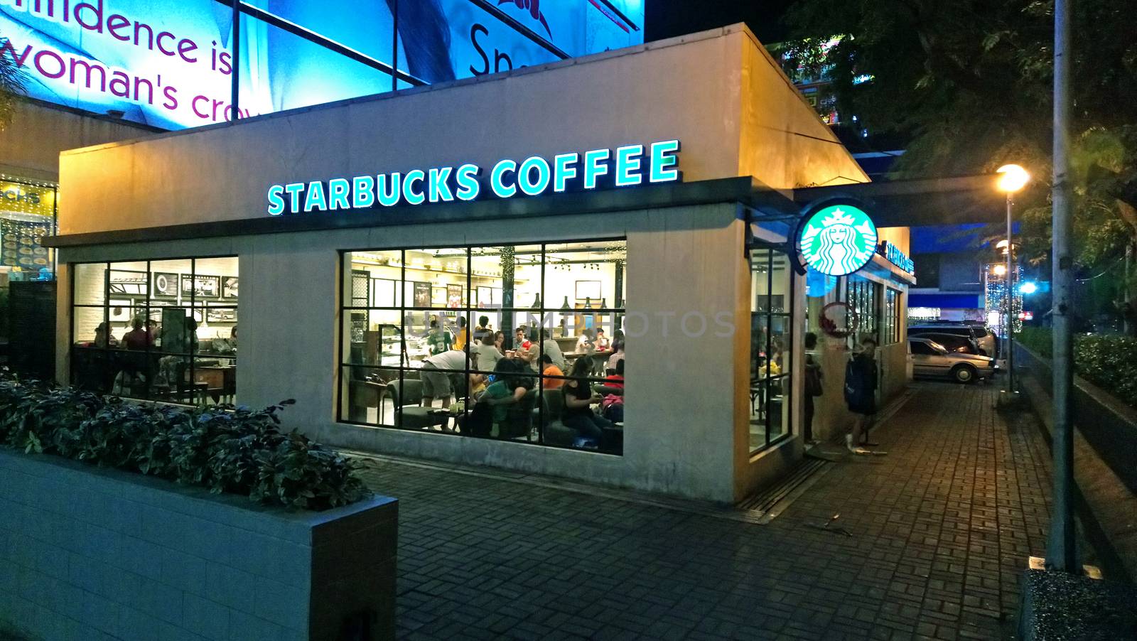 Starbucks coffee facade at SM santa mesa branch in Quezon City,  by imwaltersy