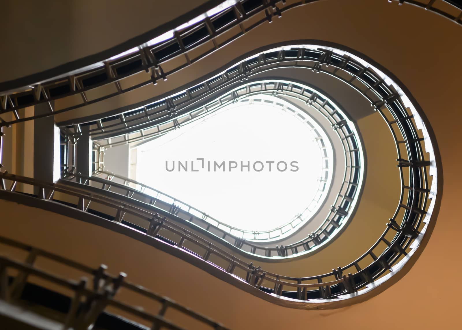 Spiral staircase to a light bulb shaped roof in Prague