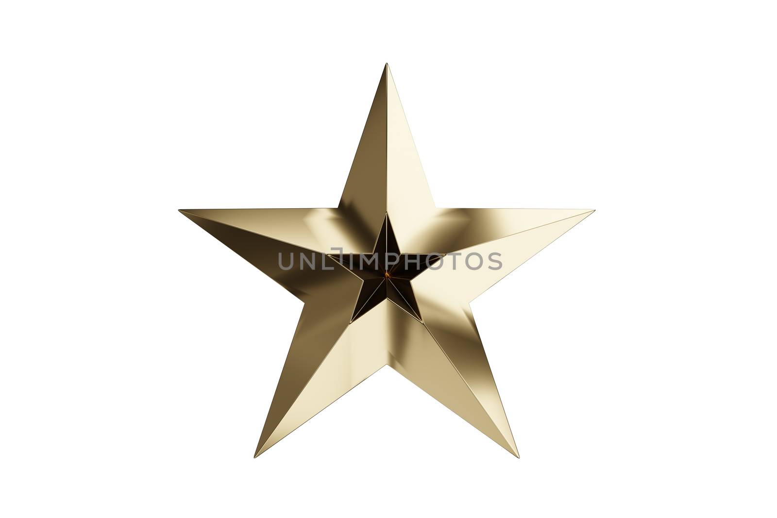 Glossy golden stars isolated on white background, star icon. 3D