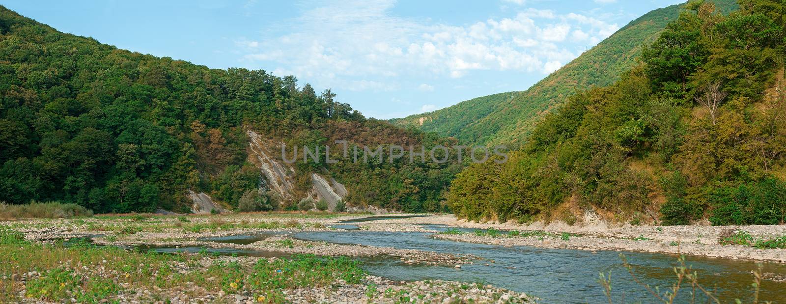 Mountains and mountain river in the Caucasus