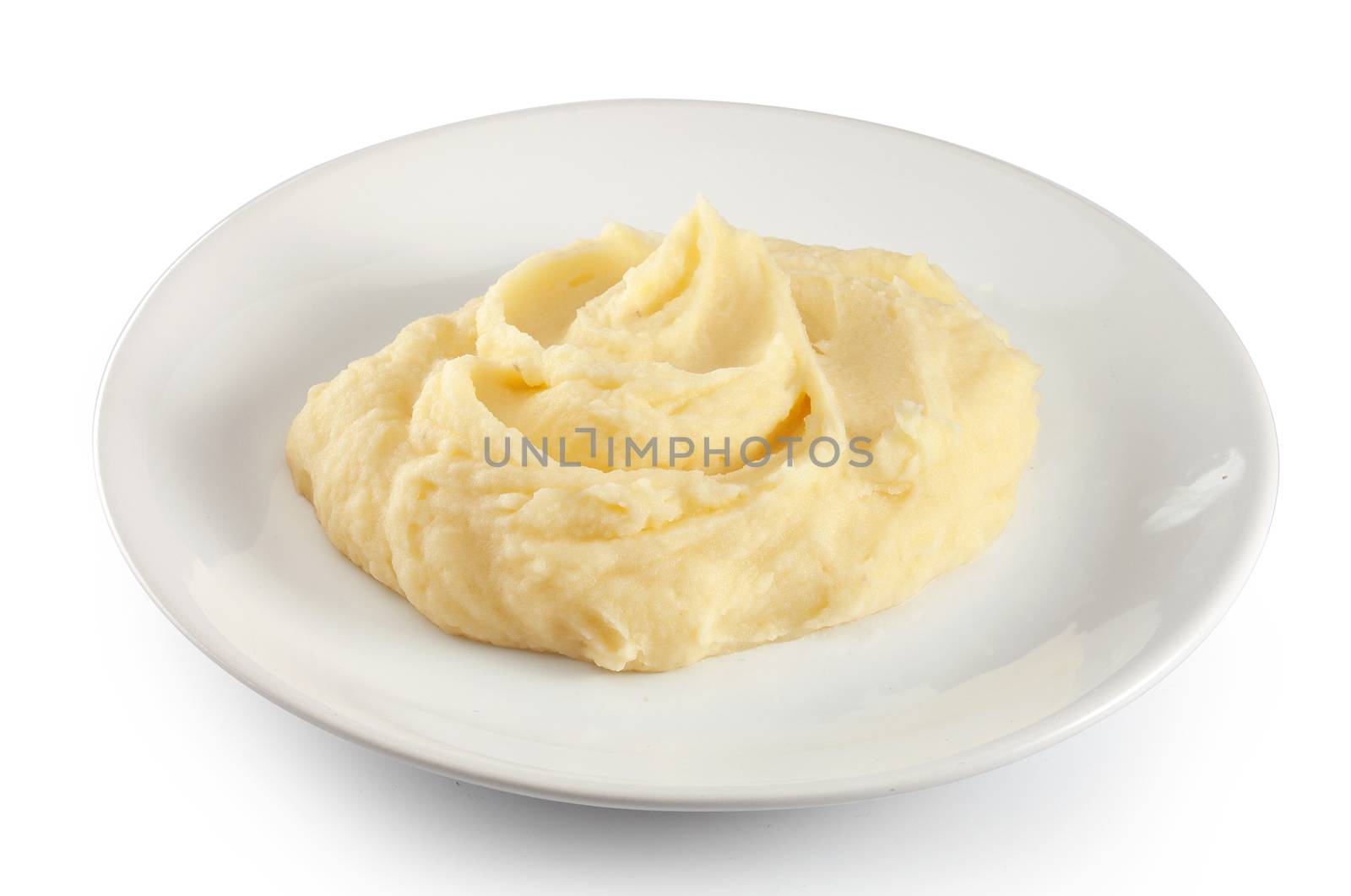 Isolated mashed potatoes on the white plate