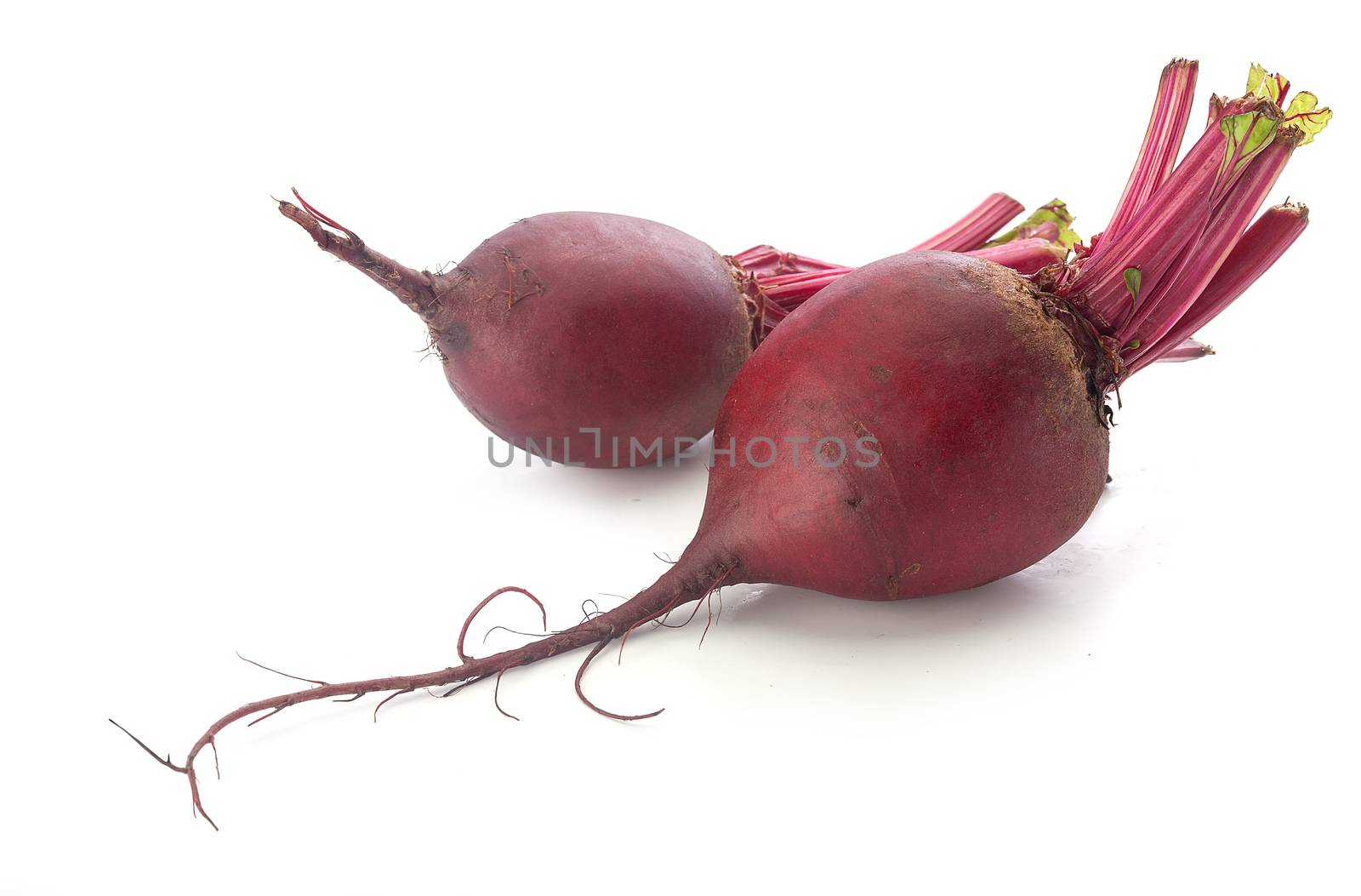 Isolated two whole red beet on the white background