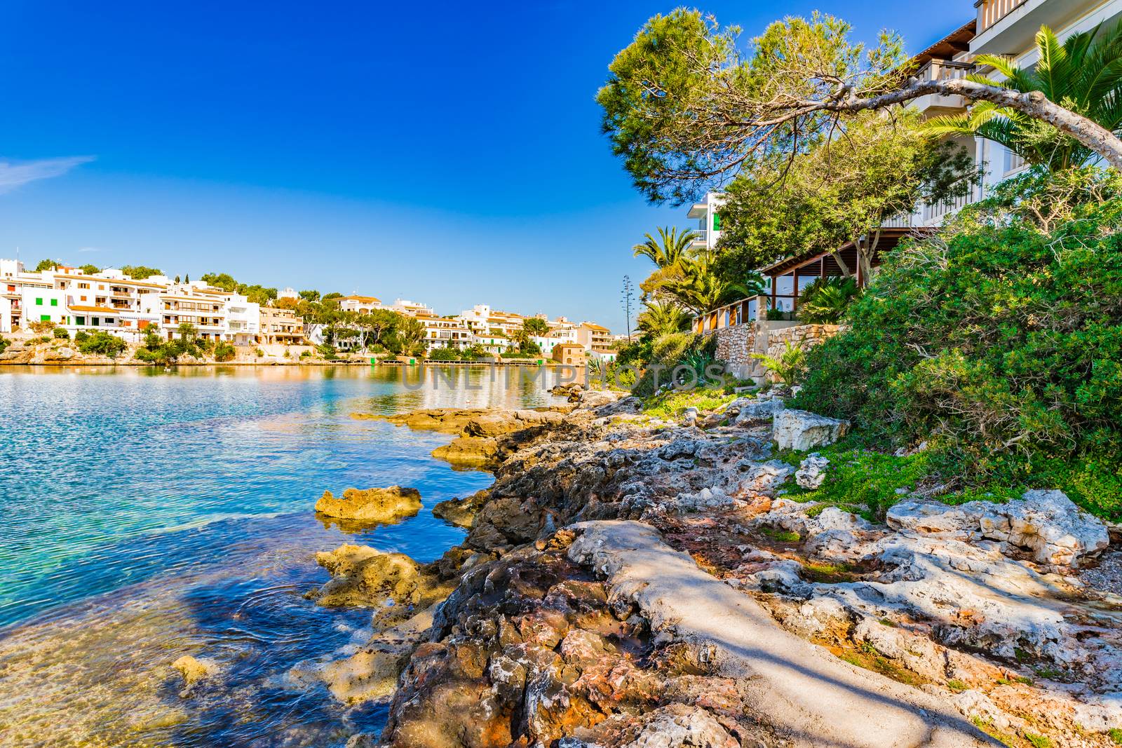 Beautiful bay coastline of Porto Petro on Mallorca island, Spain Mediterranean Sea