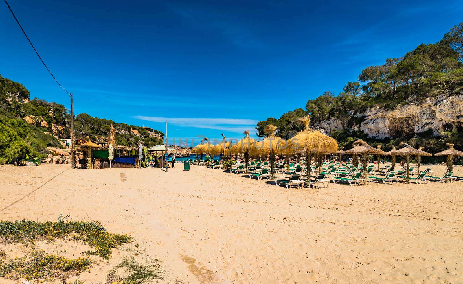 Summer beach holiday at Cala Llombards on Mallorca,Spain Balearic islands