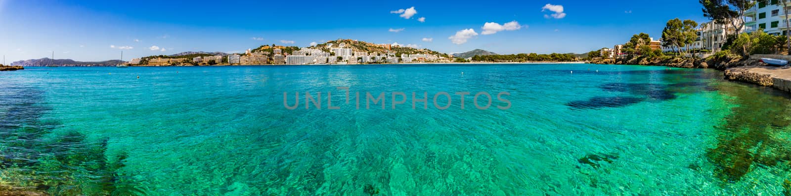 Beautiful panorama view at the seaside of Santa Ponca on Mallorca island, Spain Mediterranean Sea