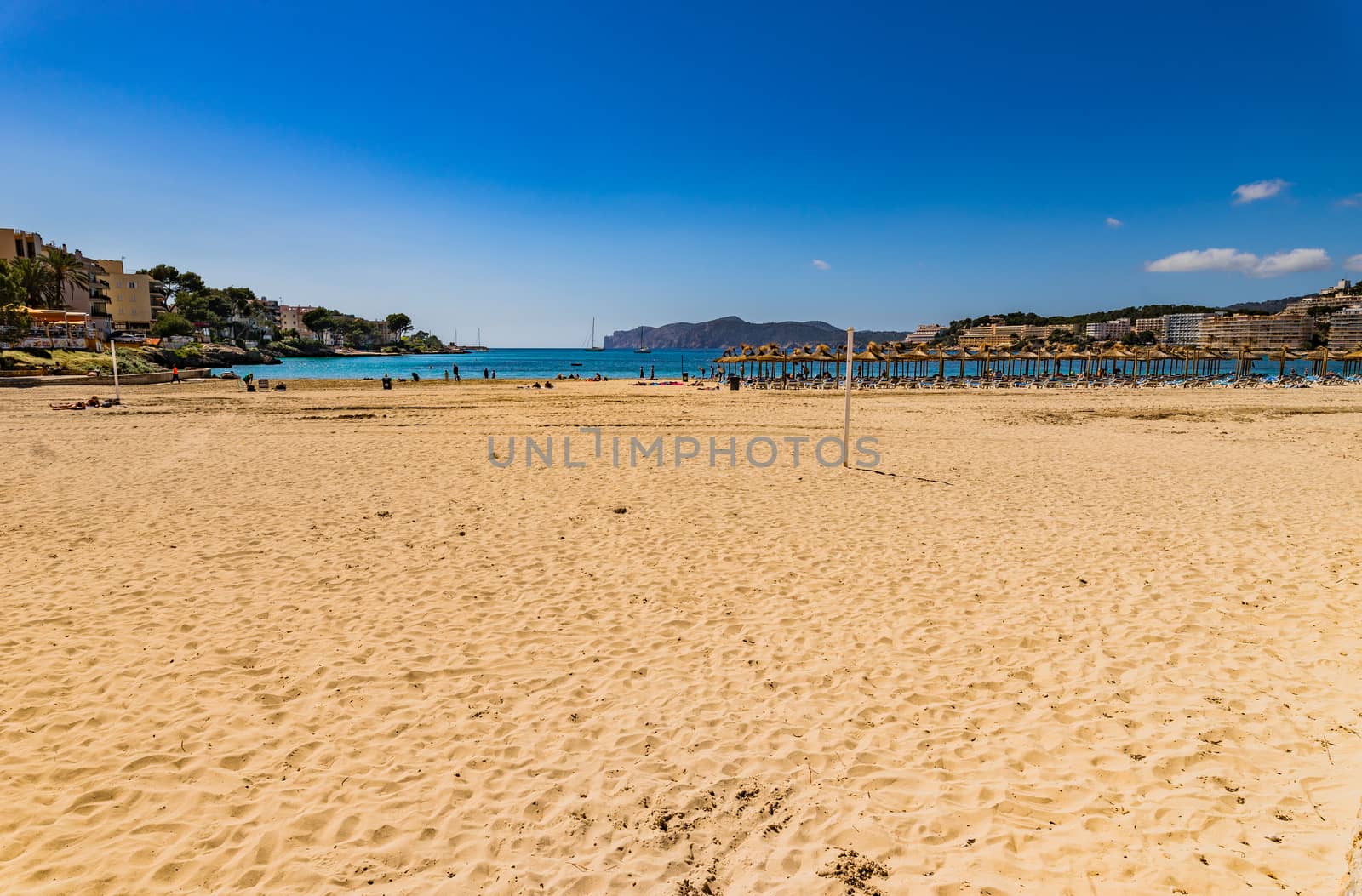 Majorca island, sand beach in Santa Ponca, Spain Mediterranean Sea