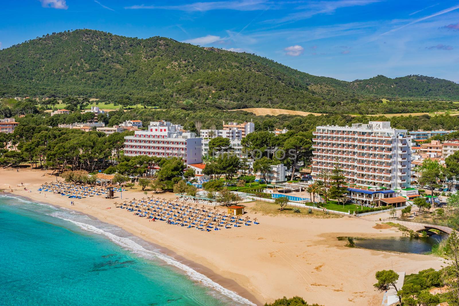 Majorca beach of Canyamel, beautiful seaside bay, Spain Mediterranean Sea