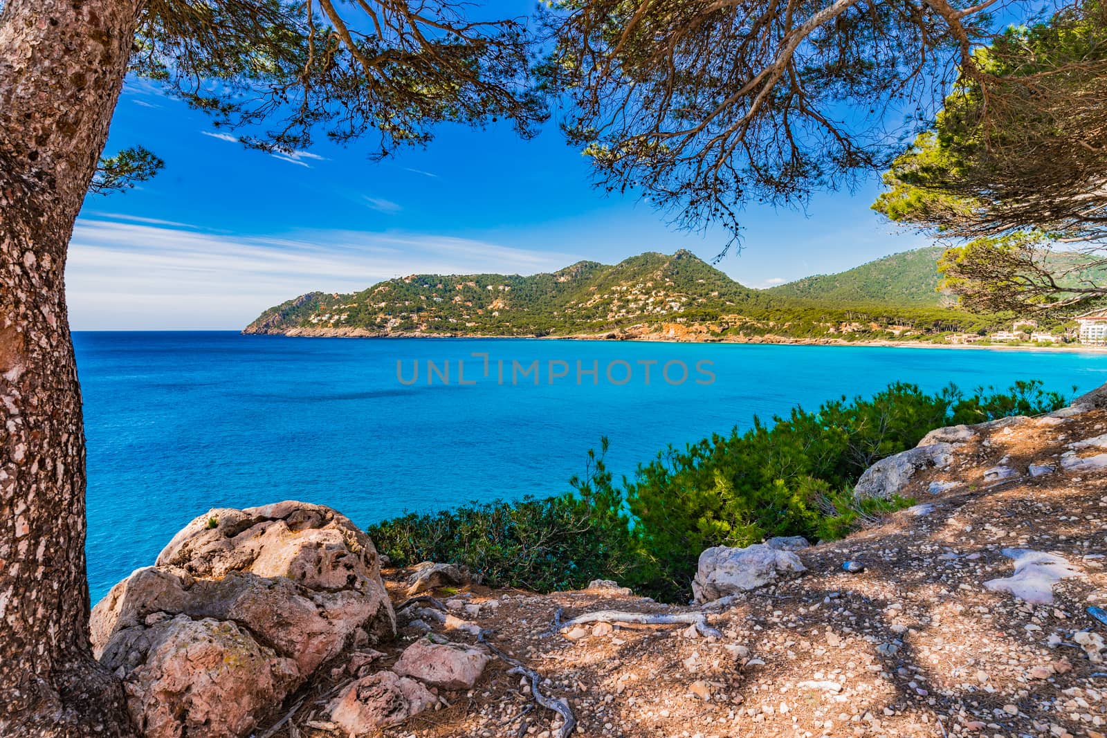 Beautiful island landscape at the coast on Majorca, Spain Mediterranean Sea