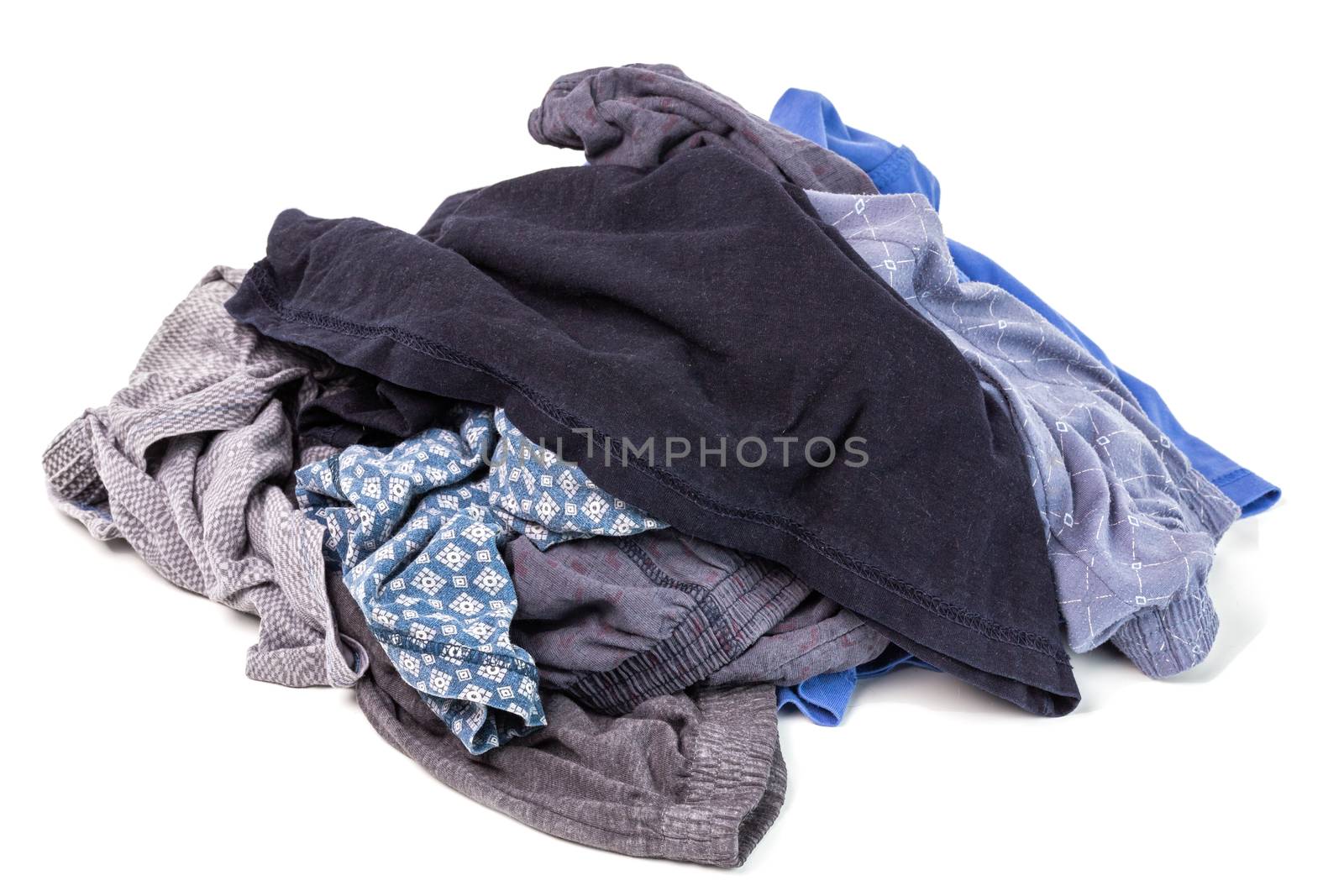 a small pile of clean and dry panties and t-shirts - isolated on white background.