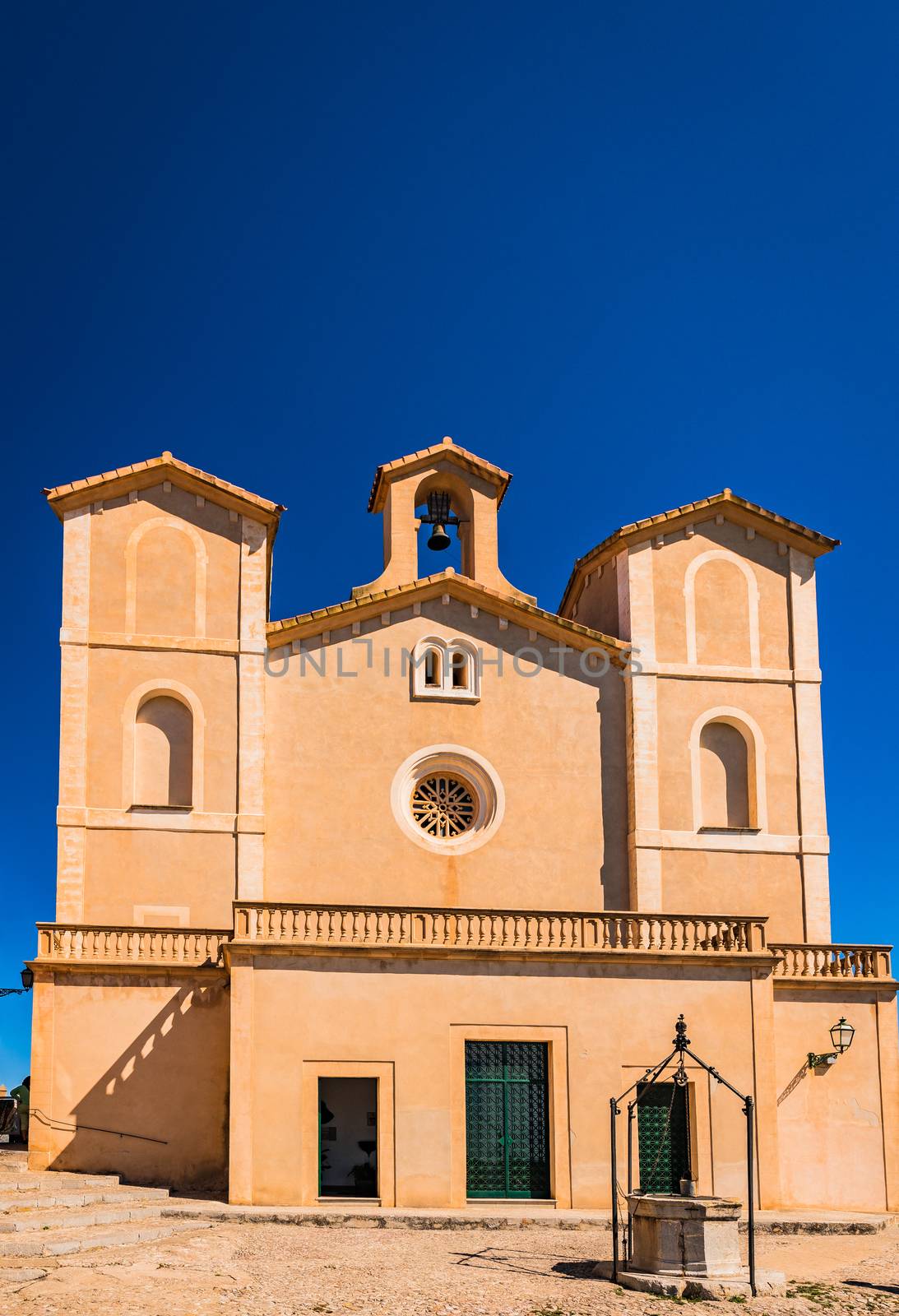 Historical old town of Arta with view of pilgrimage church on Majorca island, Spain