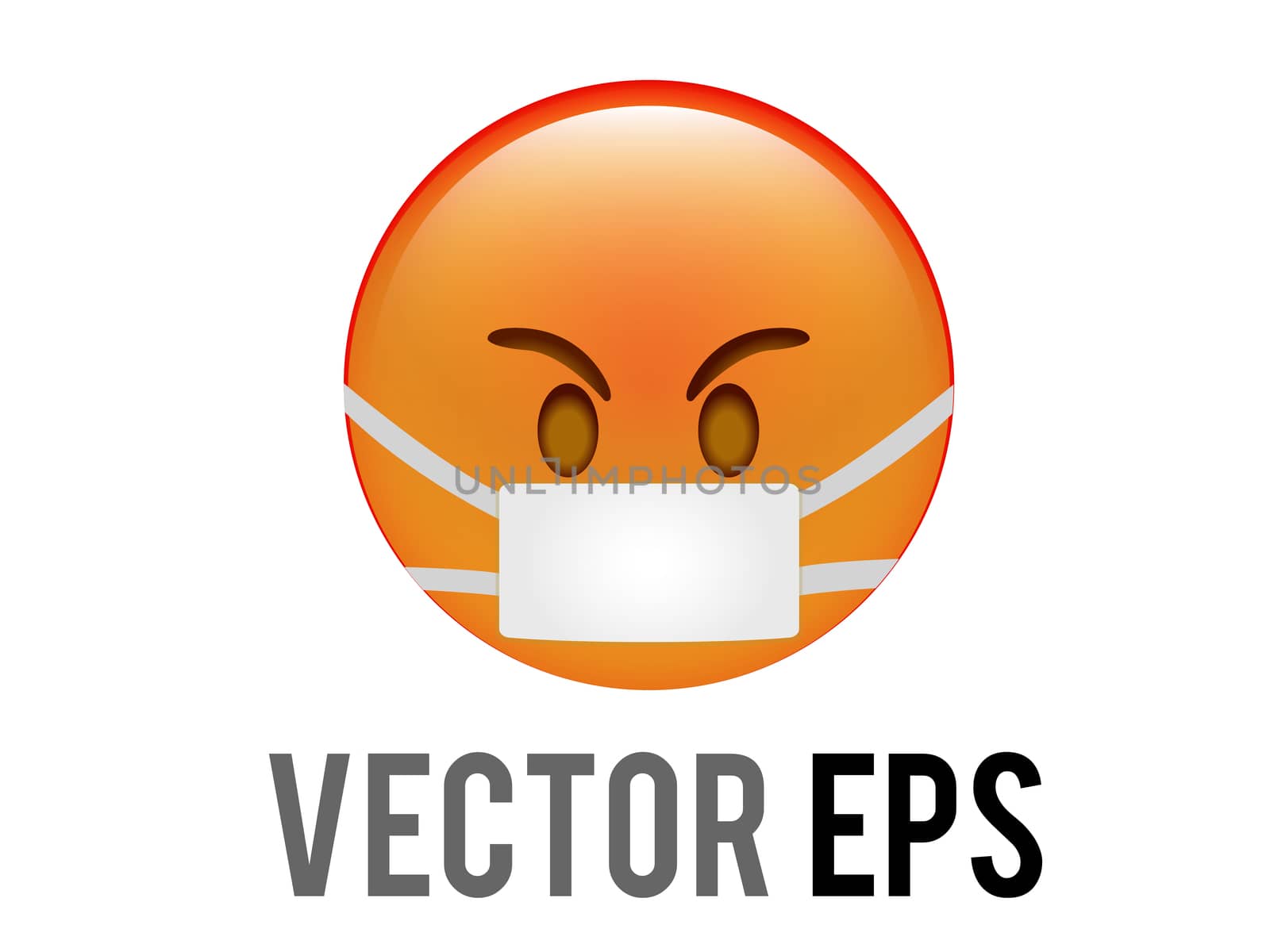 Vector red angry, upset, disappointed face icon with mask by cougarsan