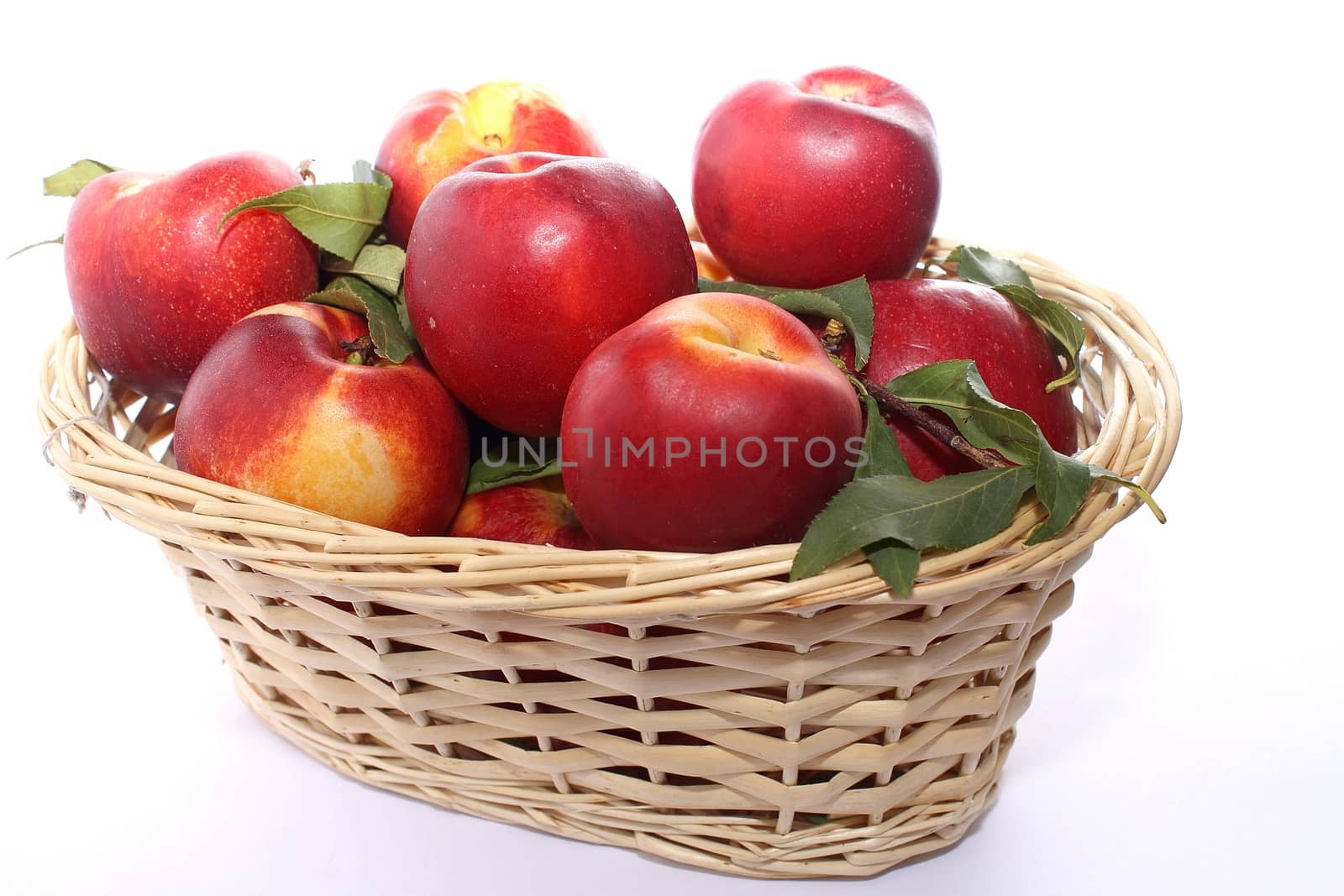 Peaches in wicker basket