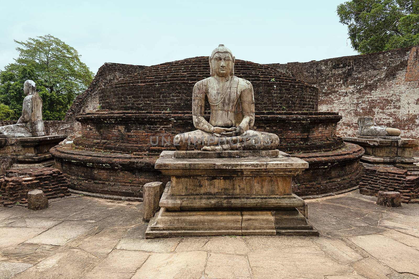 Polonnaruwa, Sri lanka, Sept 2015: The Quadrangle is a raised site with many important monuments some of which are temples of the tooth of Buddha.