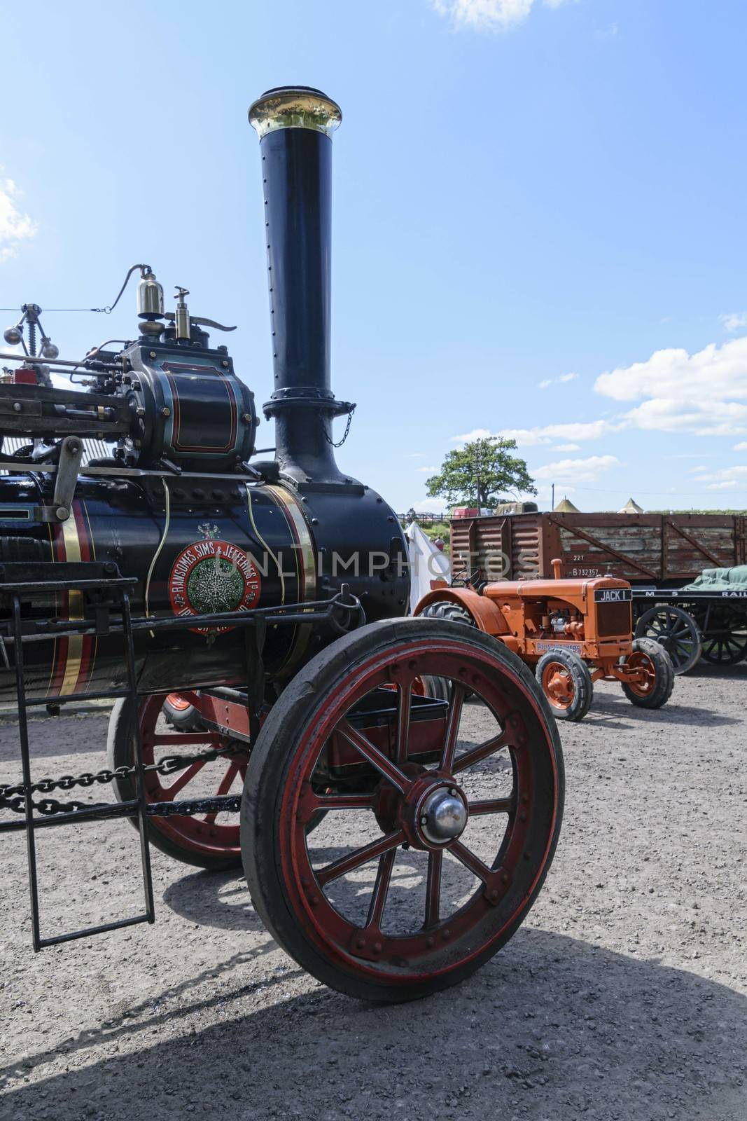 UK, Rothley - June 2018: Steam engine at vintage show 