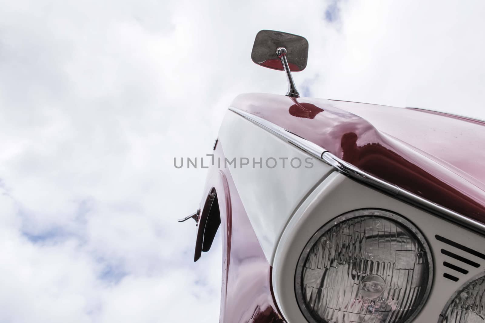 UK, Quorn - May  2015: Uplifted bonnet of a restored Triumph Herald . The Triumph Herald is a small two-door car introduced by the Standard-Triumph Company of Coventry in 1959 through to 1971.