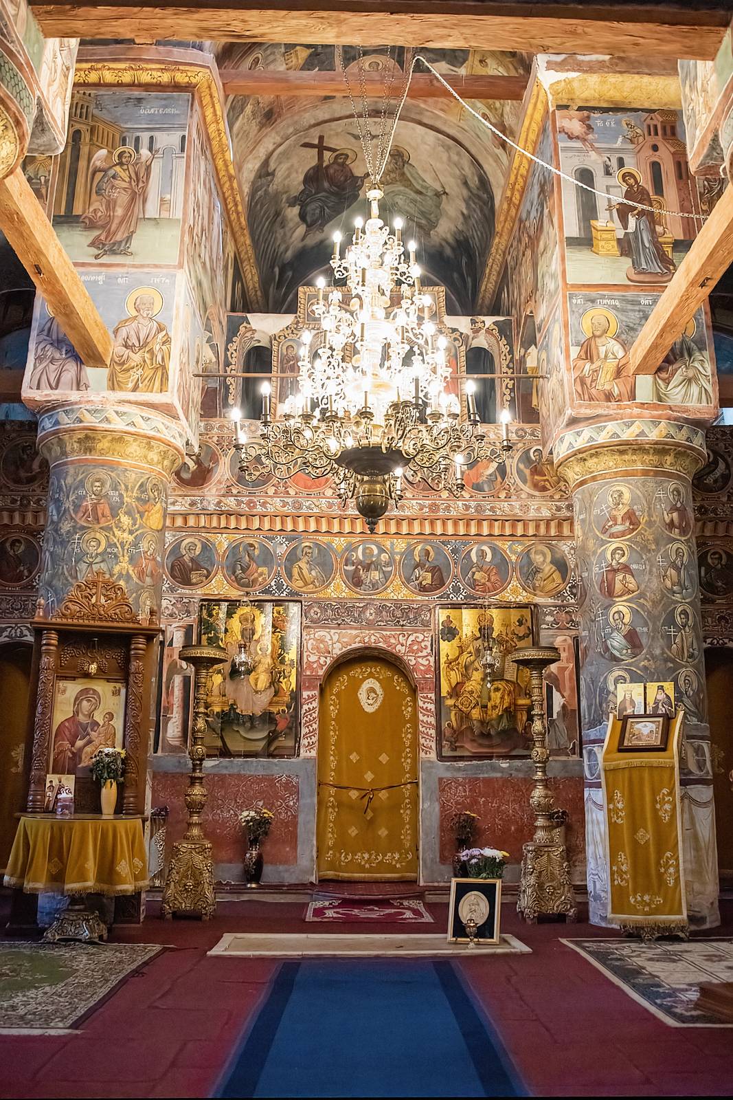 Snagov, Romania - Aug 2019: Interior of Snagov Monastary, the supposed resting place of Vlad the Impaler