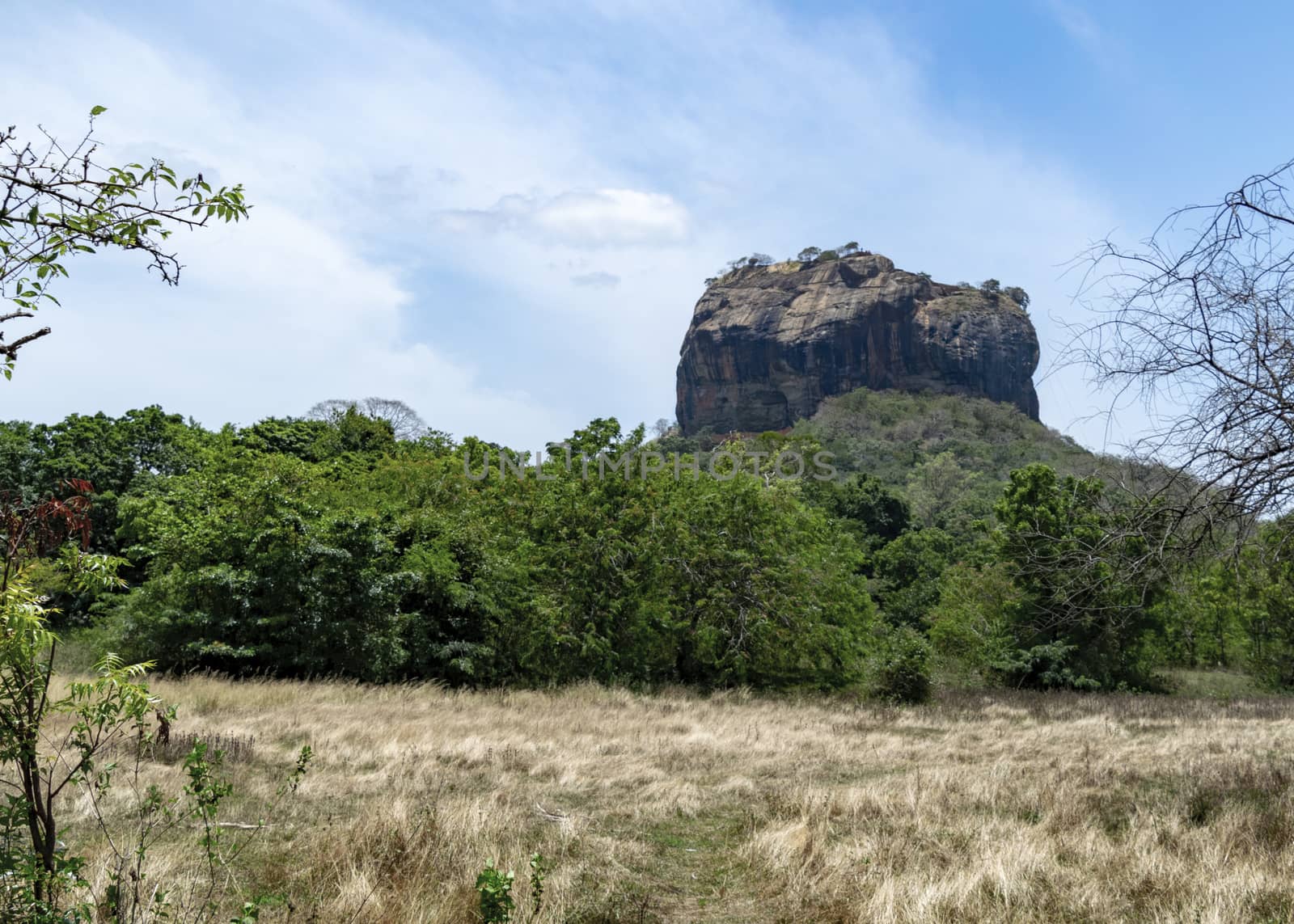 Sri lanka, Sept 2015: Sigiriya Rock Fortress in Sri Lanka. The rock is nearly 200 meters (660 feet) tall and is home to the ruins of a fortress as well as an ancient palace complex.