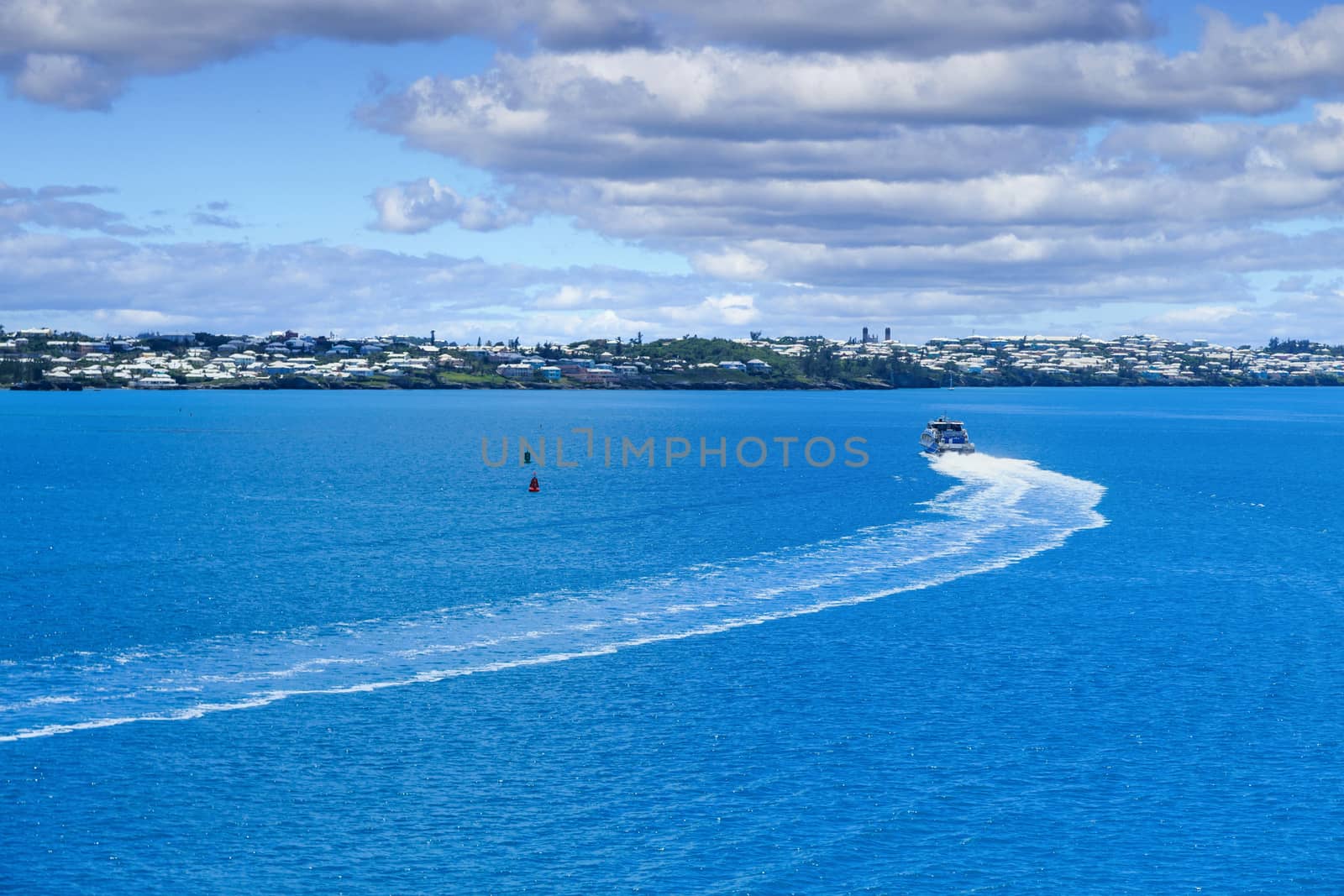 Ferry Curving Toward Coast of Bermuda by dbvirago