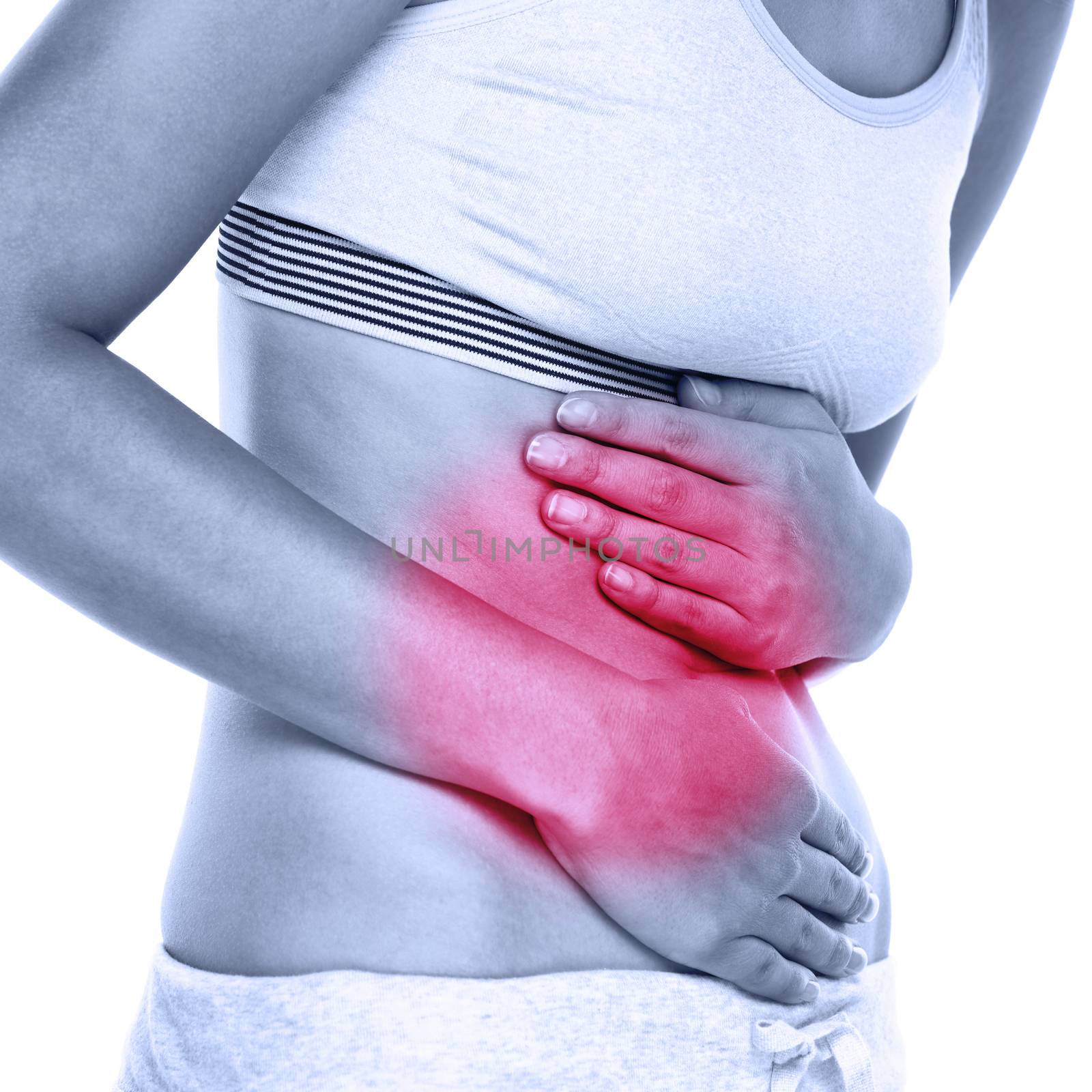 Stomach abdomen pain - woman having abdominal pain by Maridav