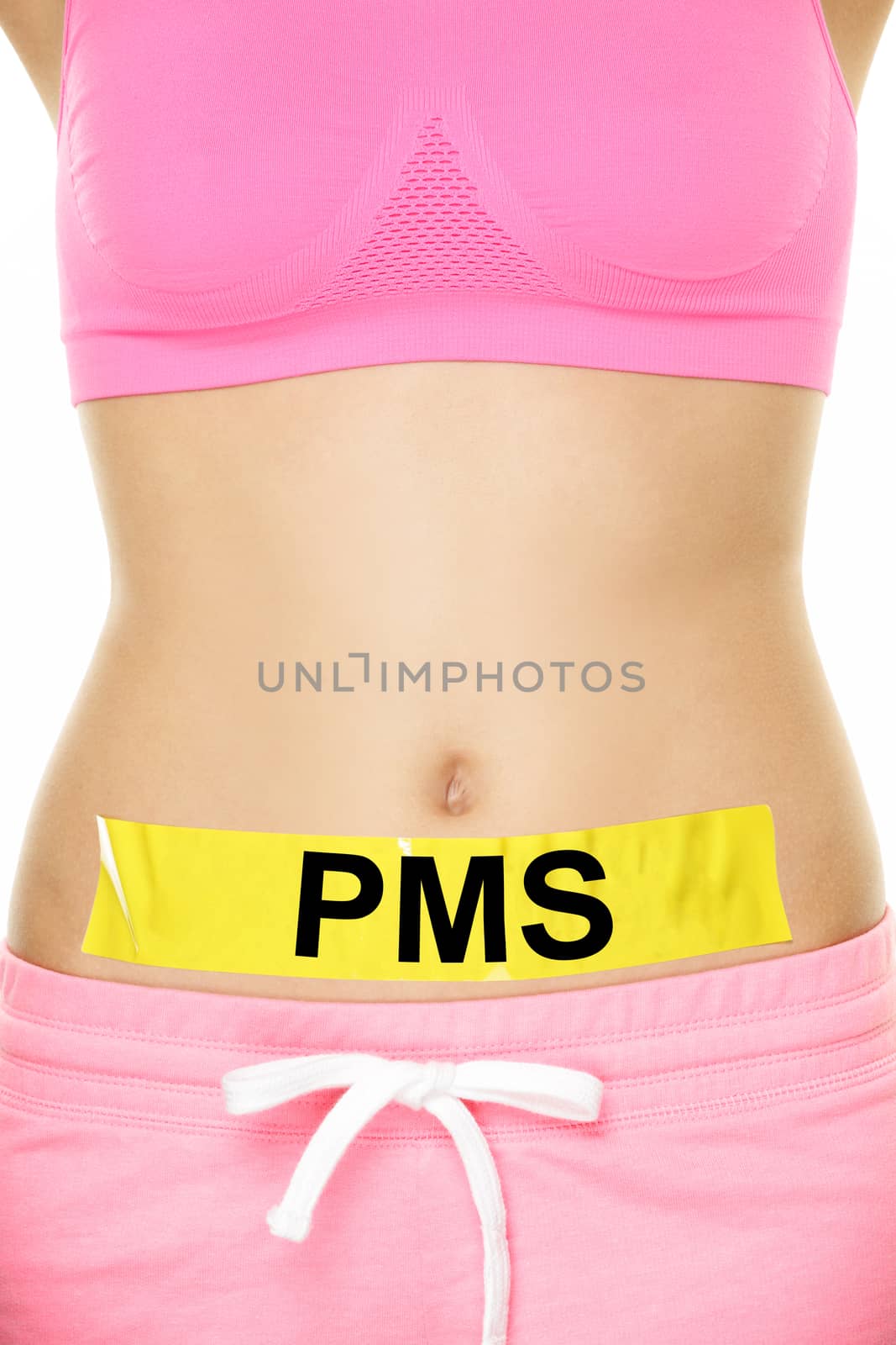 PMS - Conceptual Tape on Woman Stomach with Text by Maridav