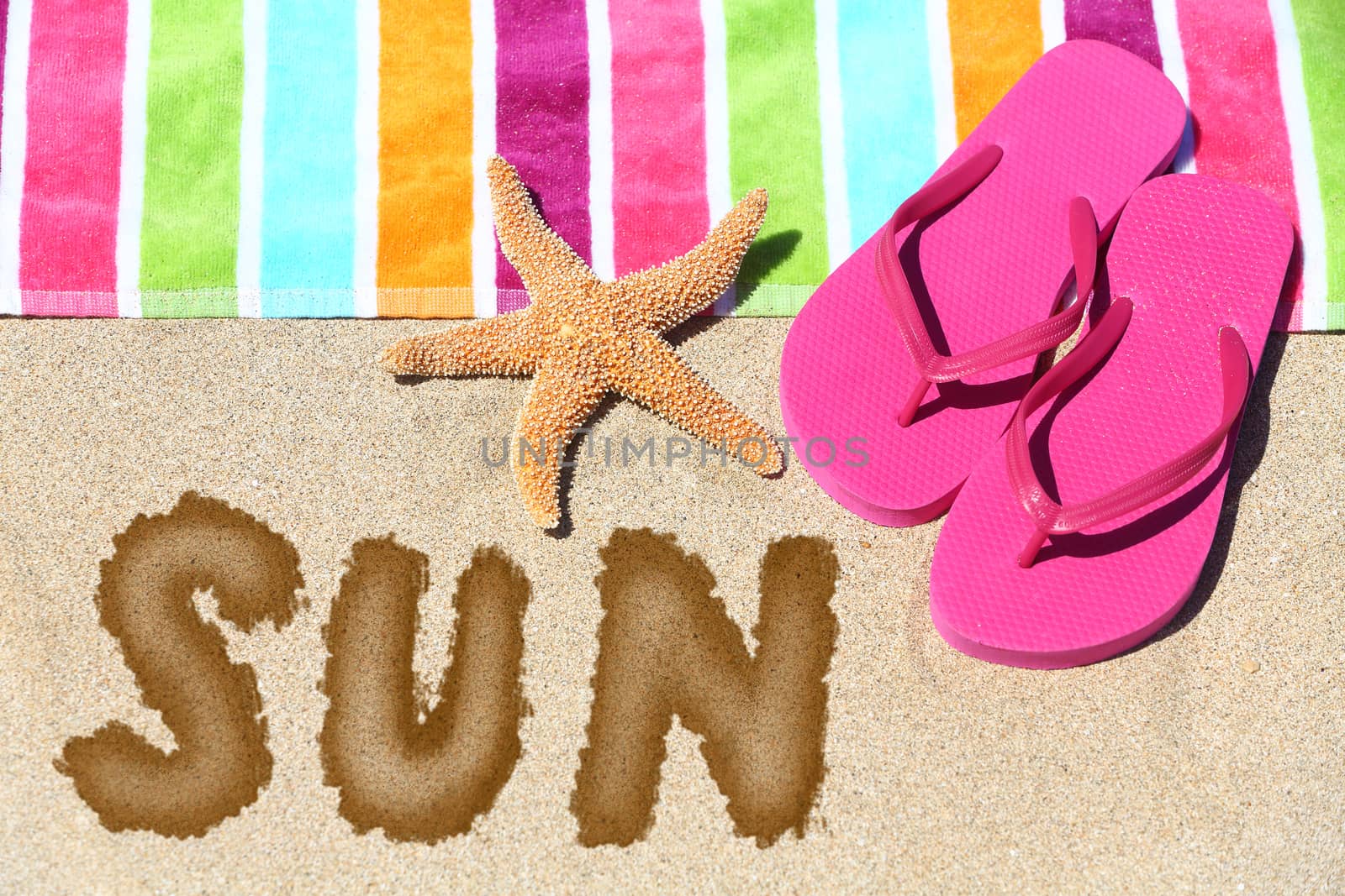 Word - Sun - on a tropical beach by Maridav