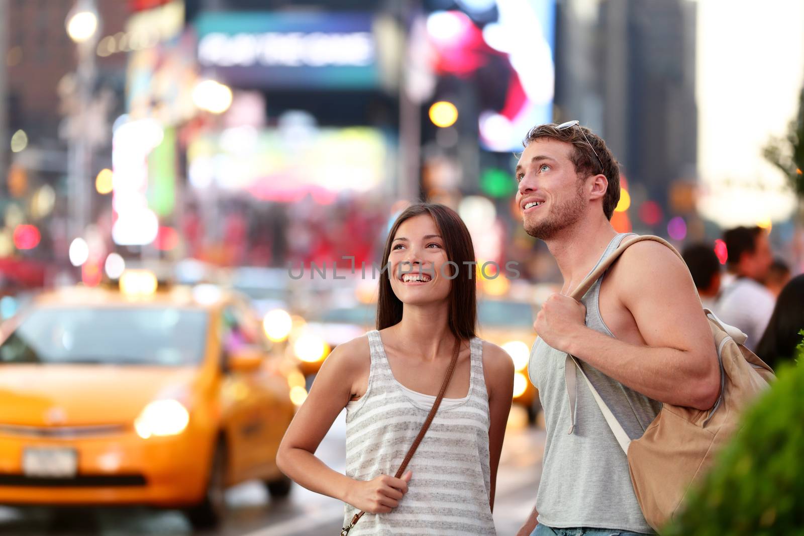 Times Square couple travel in New York City NYC by Maridav