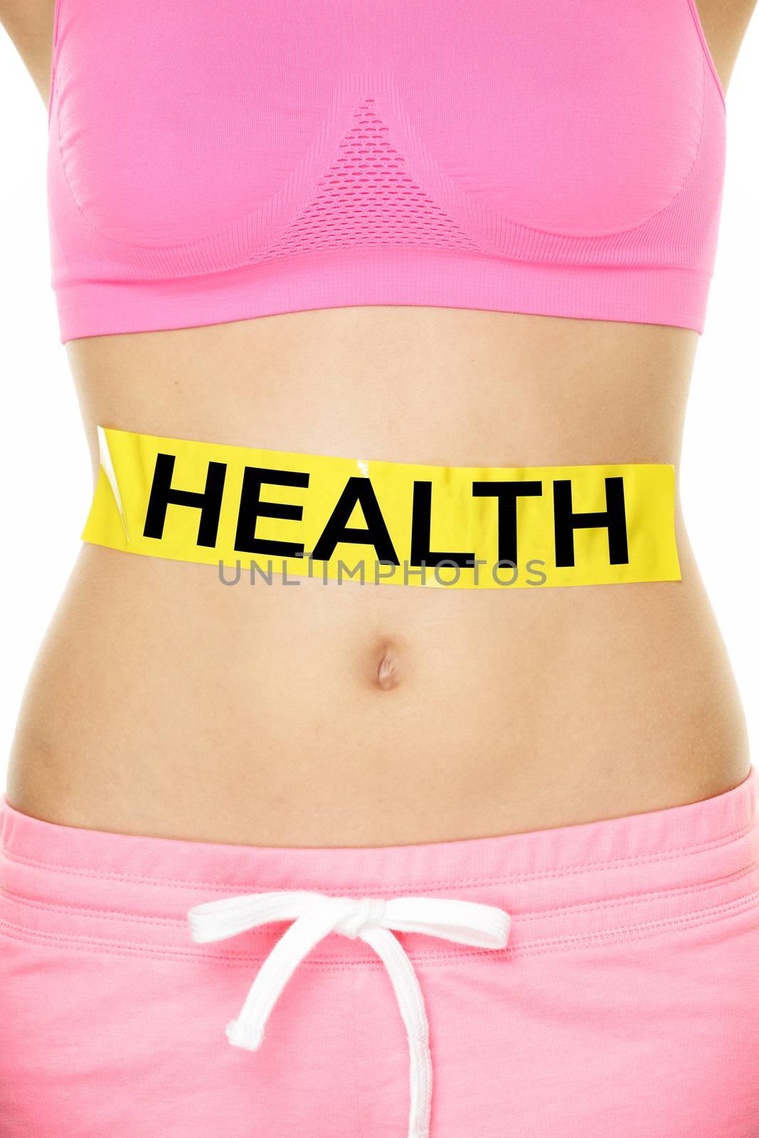 Health warning on stomach body - diet concept by Maridav