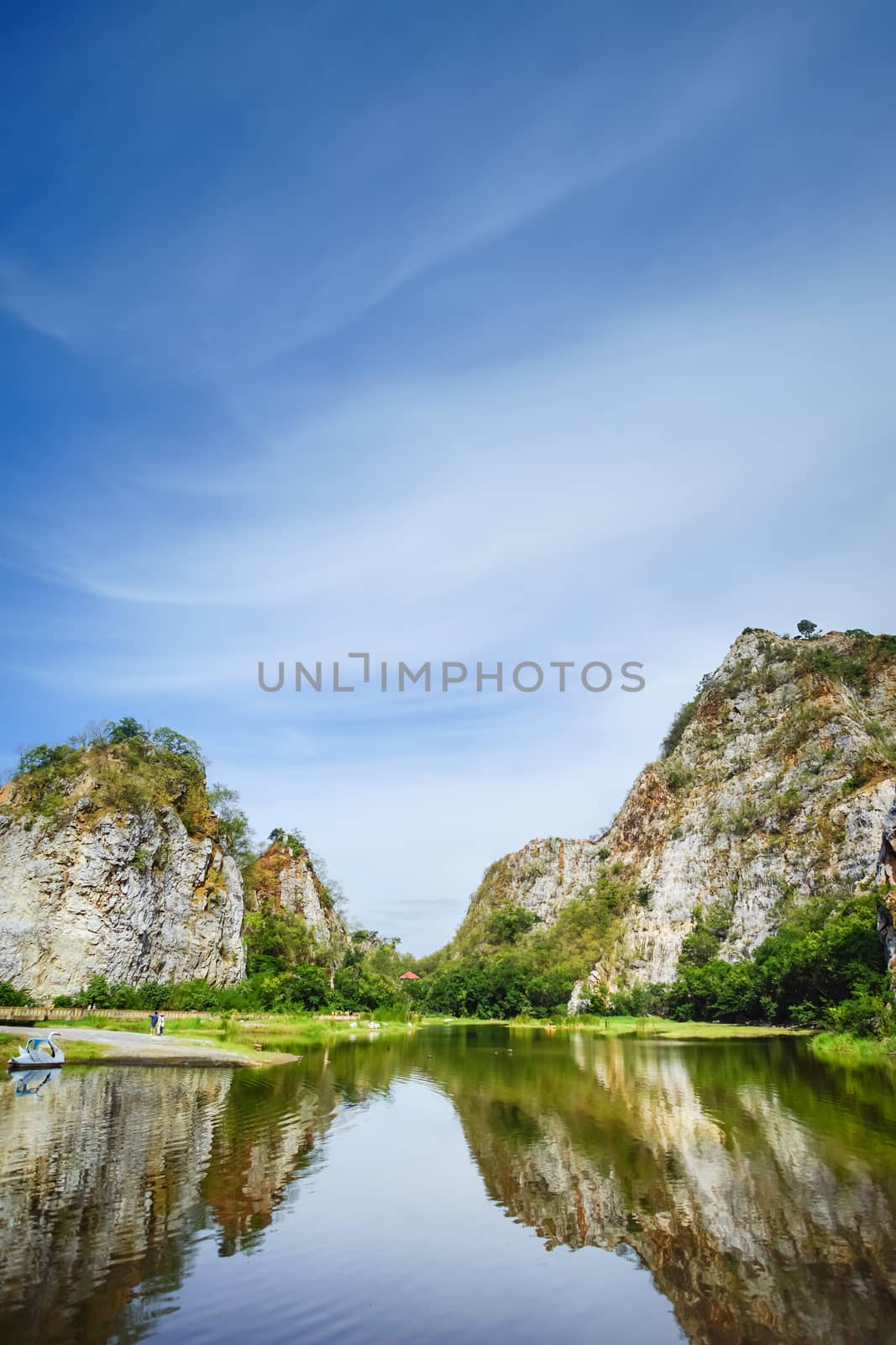 Beautiful stone mountain "Khao Ngu Stone Park" in Ratchaburi, Thailand.