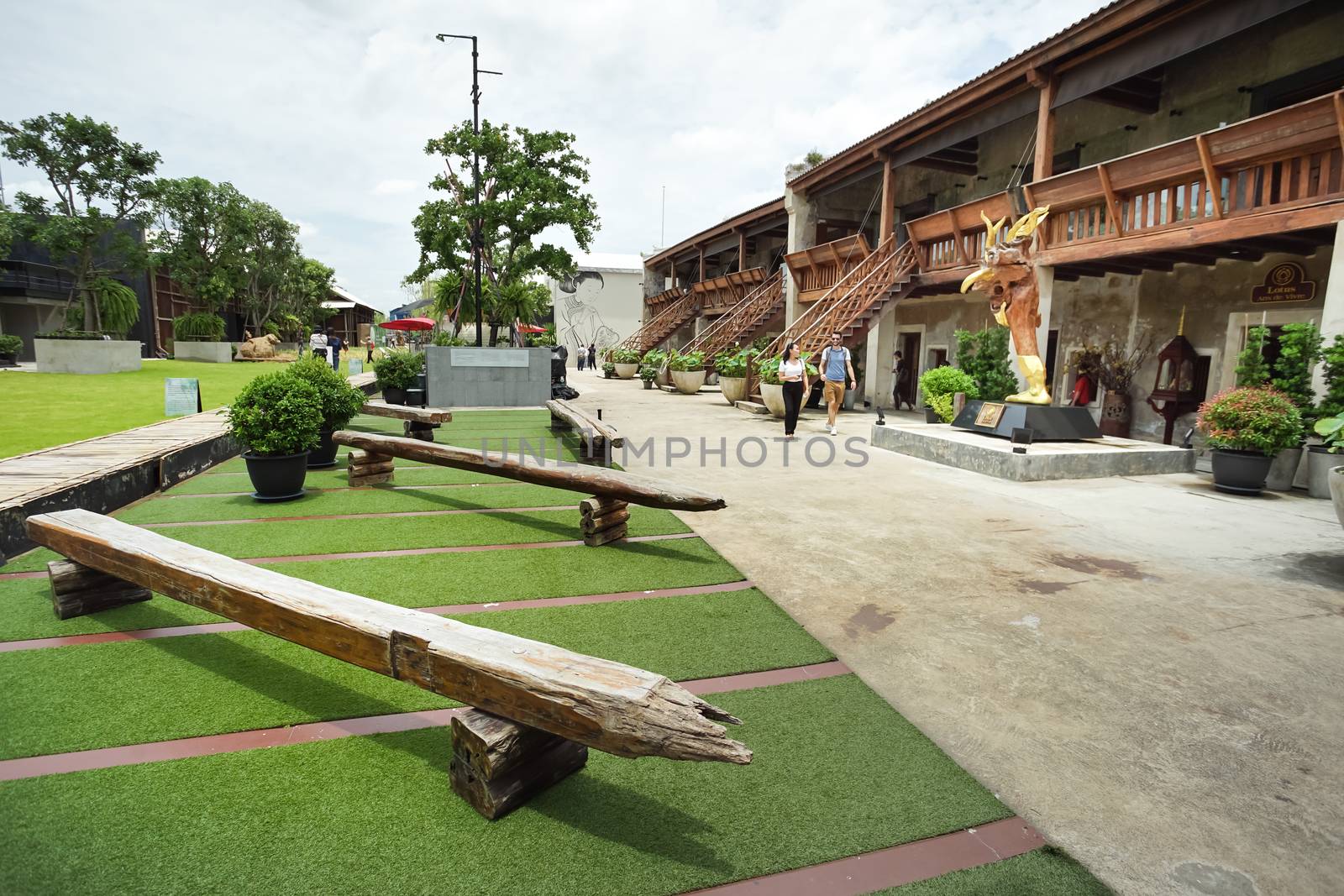 Bangkok, Thailand - September 2, 2018: Inside the new travel deatination in Bangkok Lhong 1919. The old pier in the past became to a new attraction in Bangkok, Thailand.