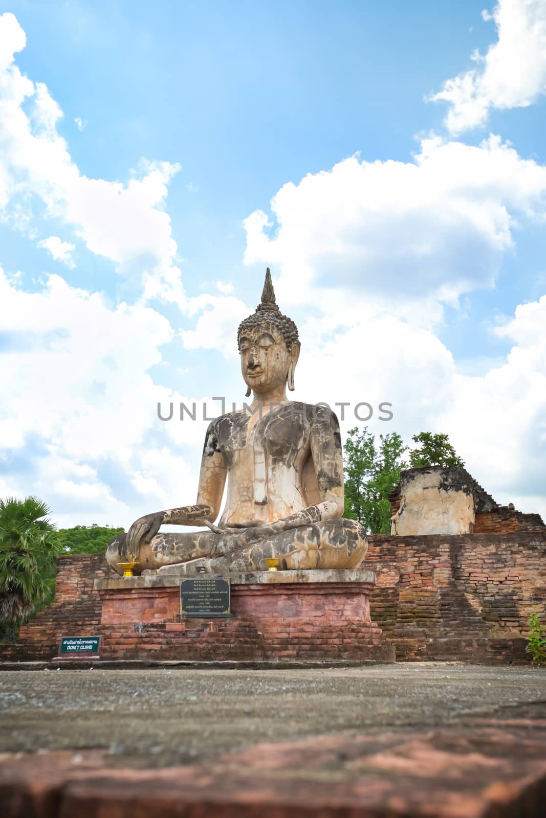 Ancient Buddha in Wat Mae Chon, Sukhothai Province, Thailand.