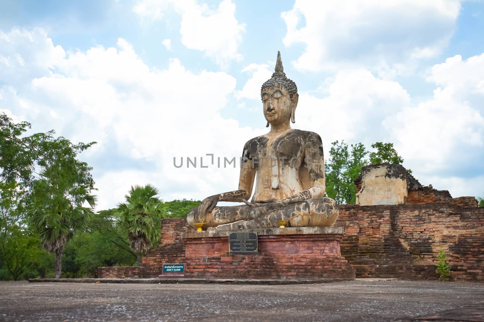 Ancient Buddha in Wat Mae Chon, Sukhothai Province, Thailand.