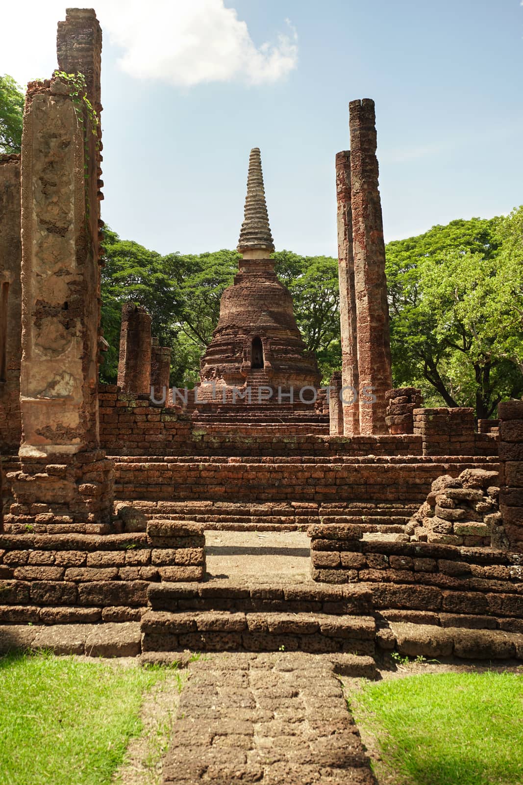 UNESCO World Heritage site Wat Nang Phaya in Si Satchanalai Historical Park, Sukhothai, Thailand.