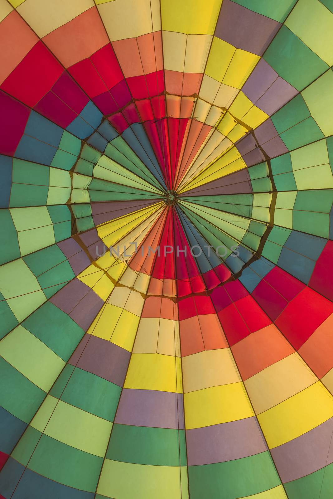 Multi-colored interior a hot air balloon giving abstract background wallpaper